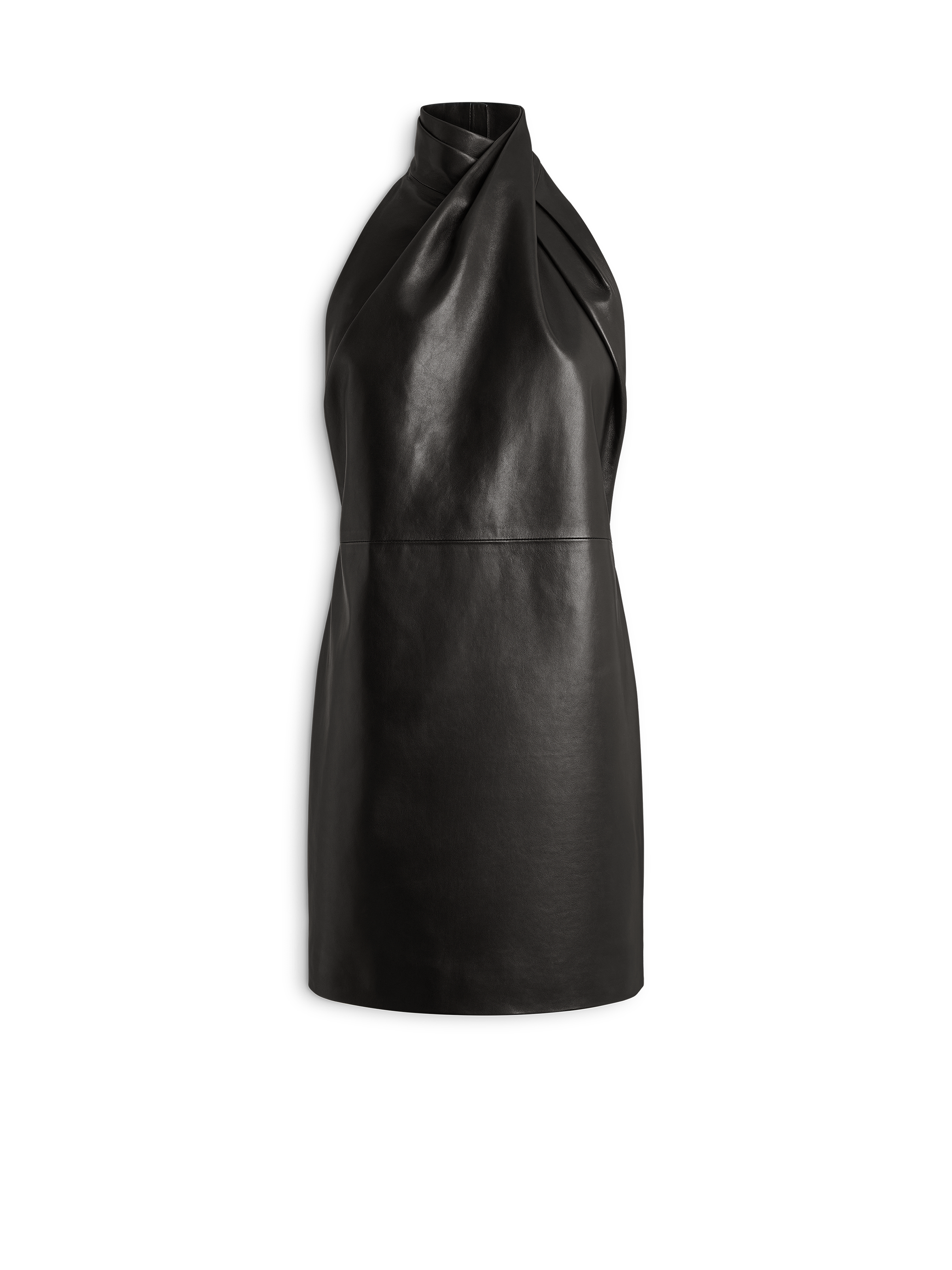 Lambskin open-back dress