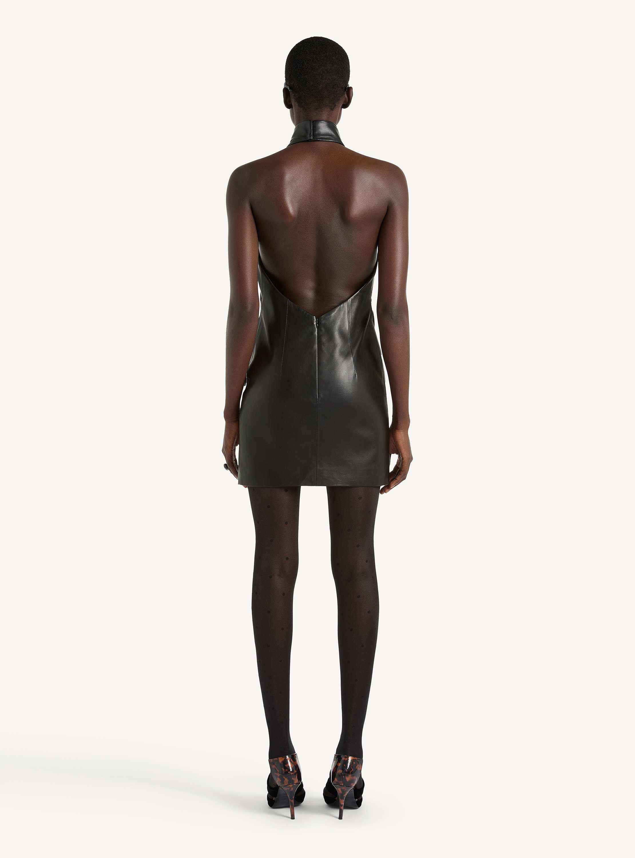 Lambskin open-back dress
