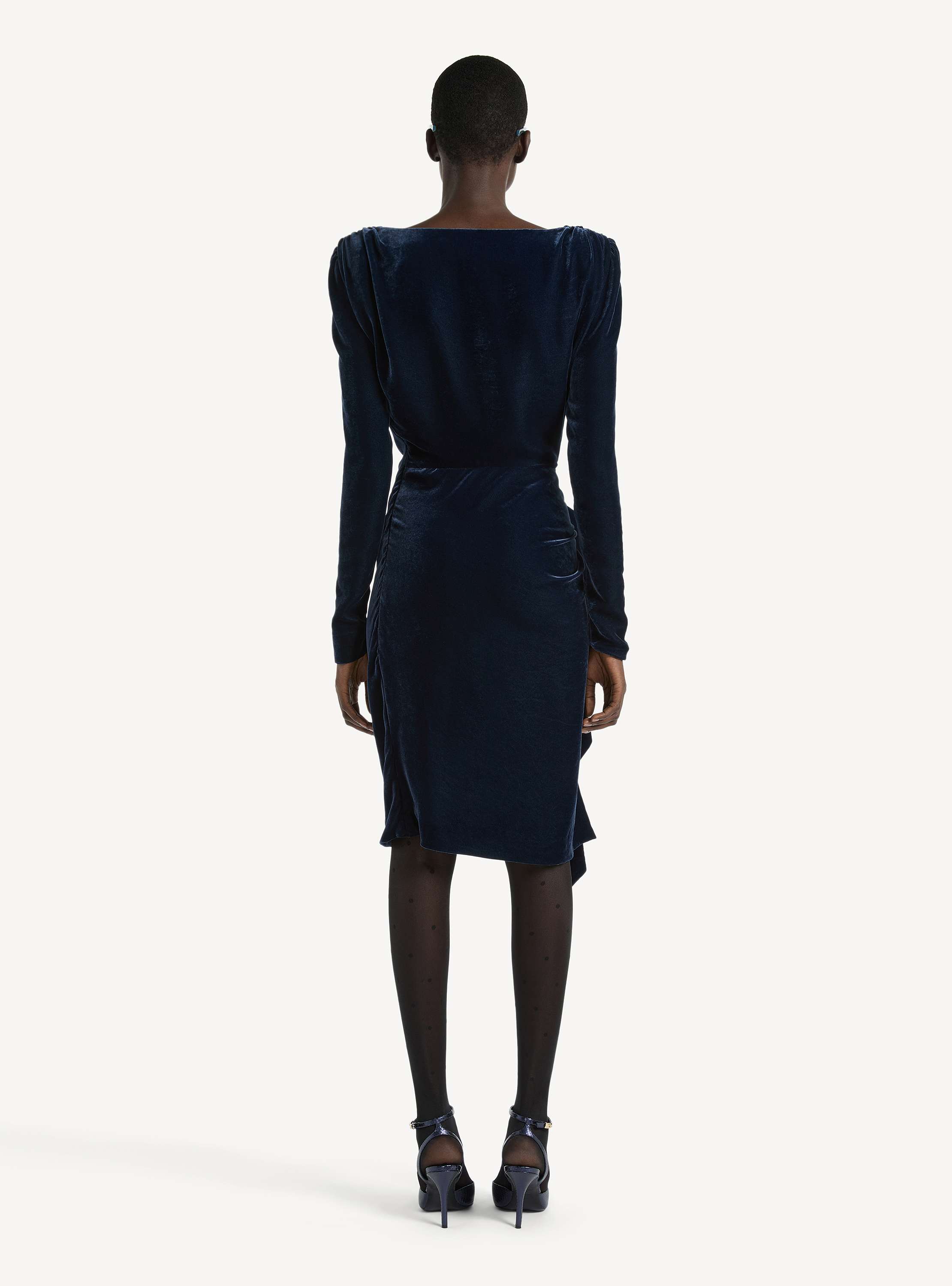 Velvet dress with lace bra and tie detail