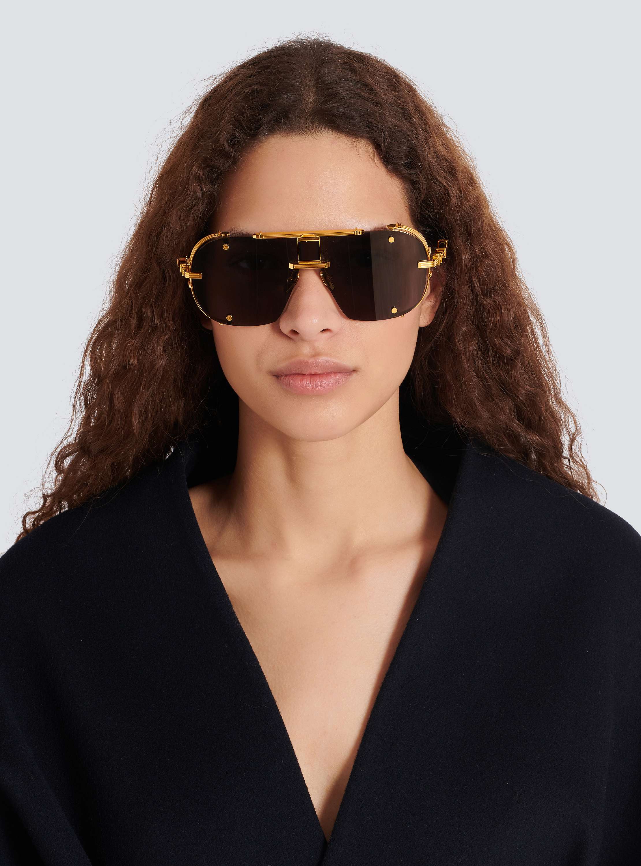 Balmain Cream Frame Sunglasses with Gold Accents Balmain BRIGADE - I BPS-110A-52 Unisex Sunglasses – Lexor Miami main image 2