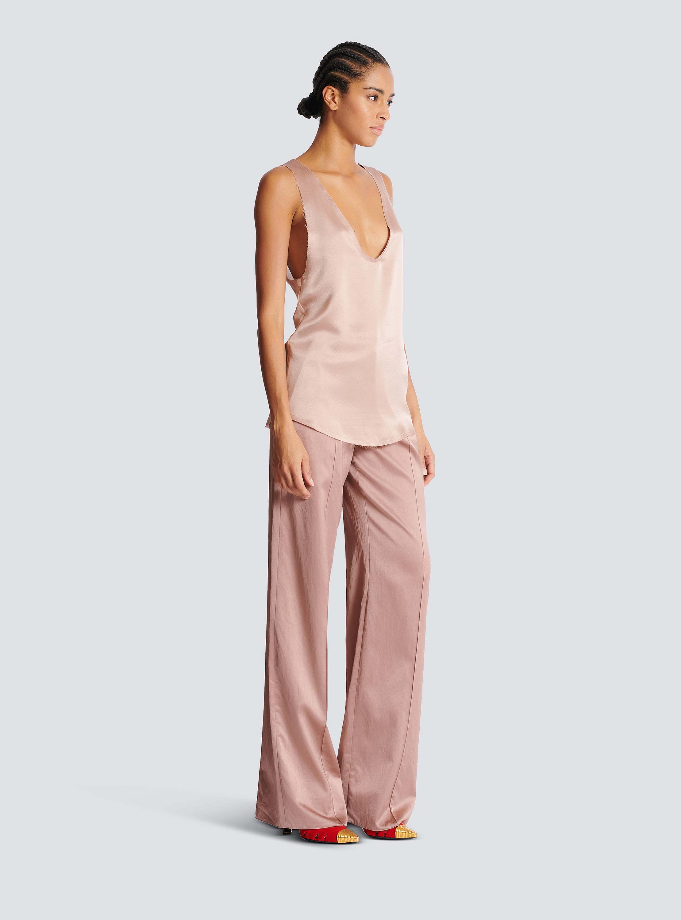 Thin-strap silk crepe top