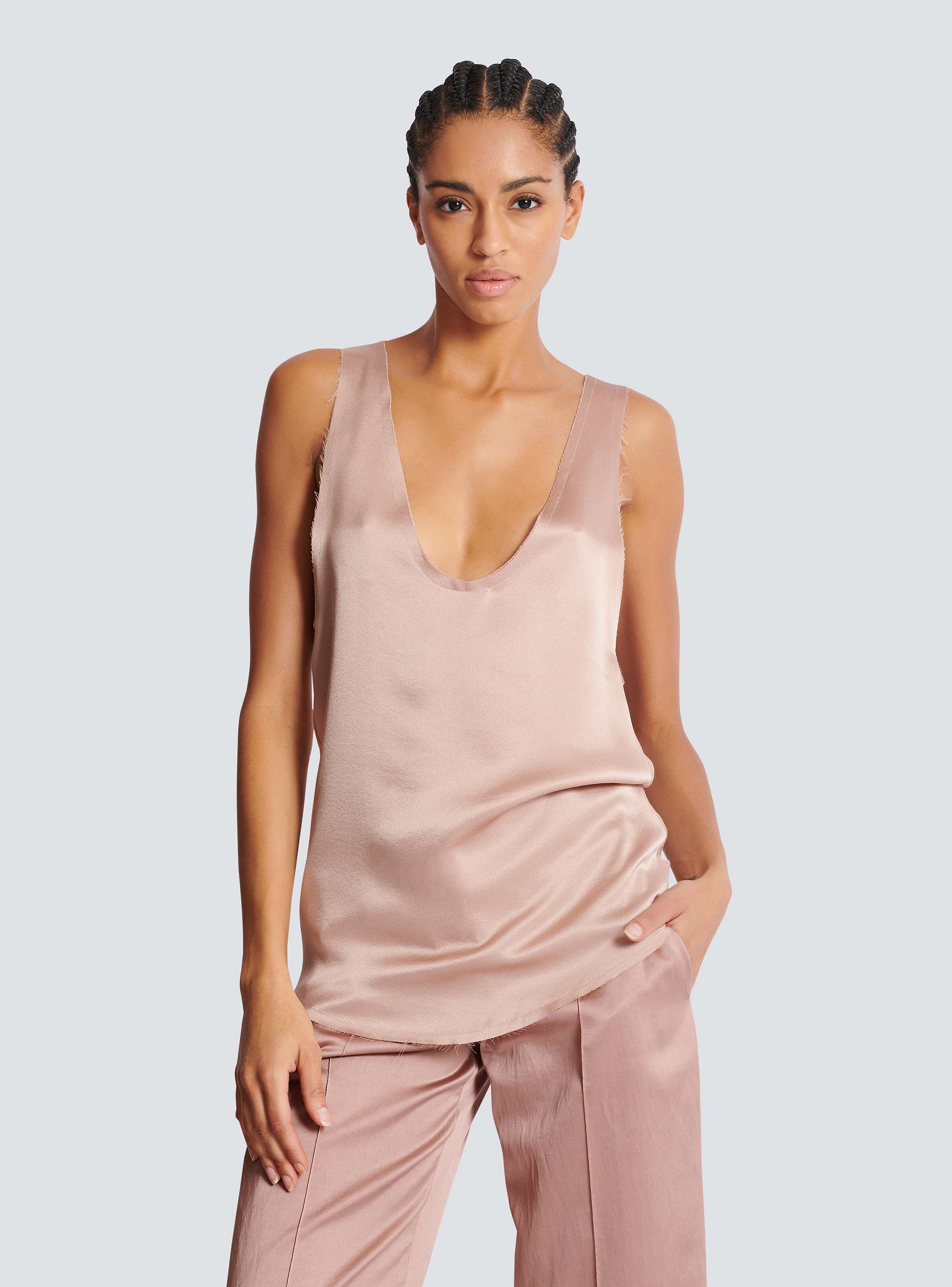 Thin-strap silk crepe top