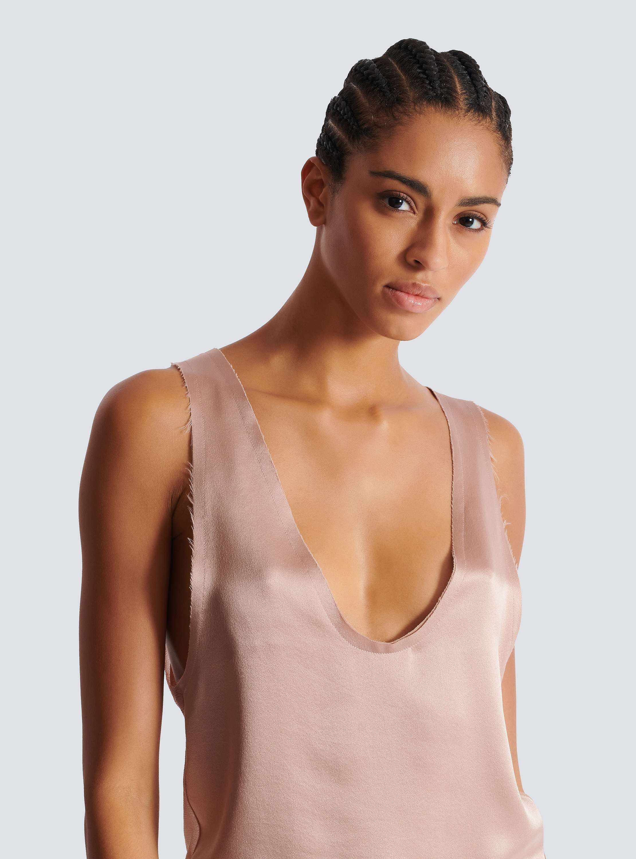Thin-strap silk crepe top