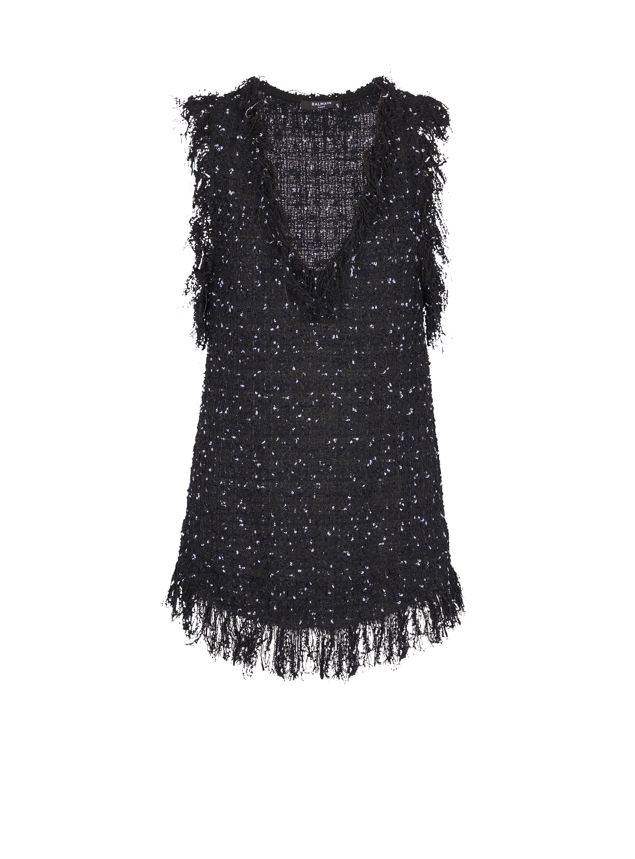 Thin-strap polka dots tweed top