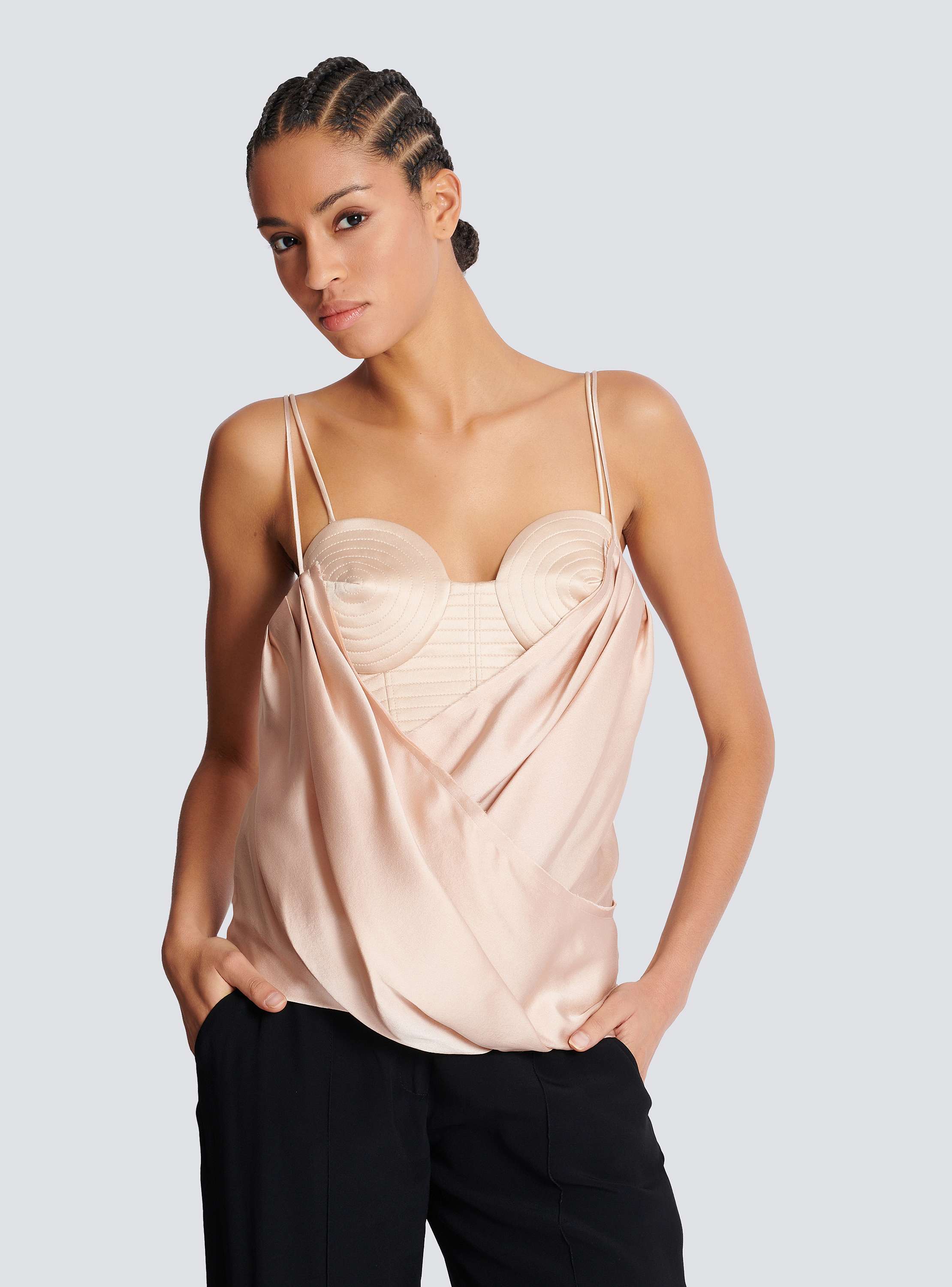 Strappy satin bustier top
