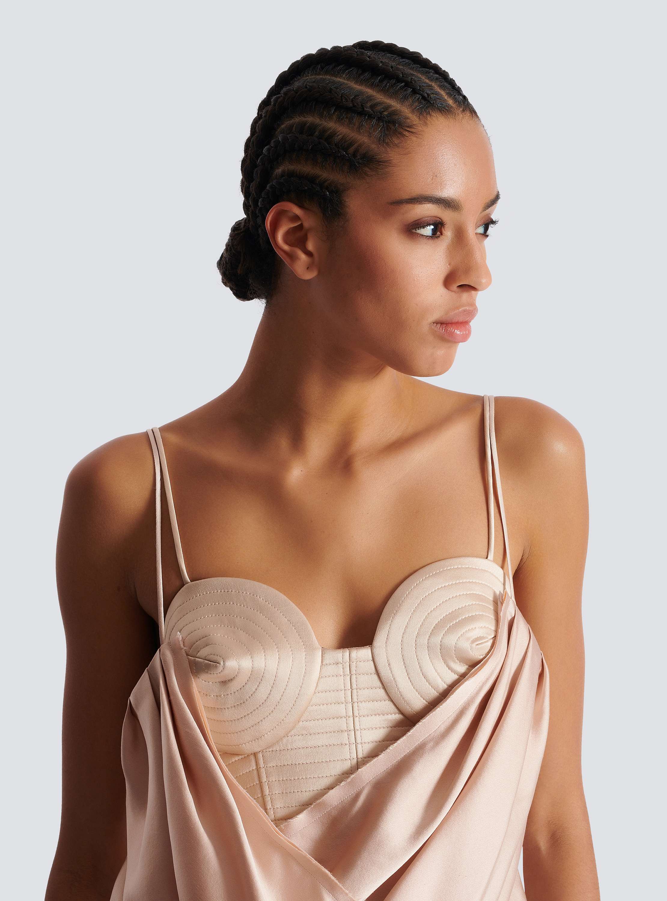 Strappy satin bustier top