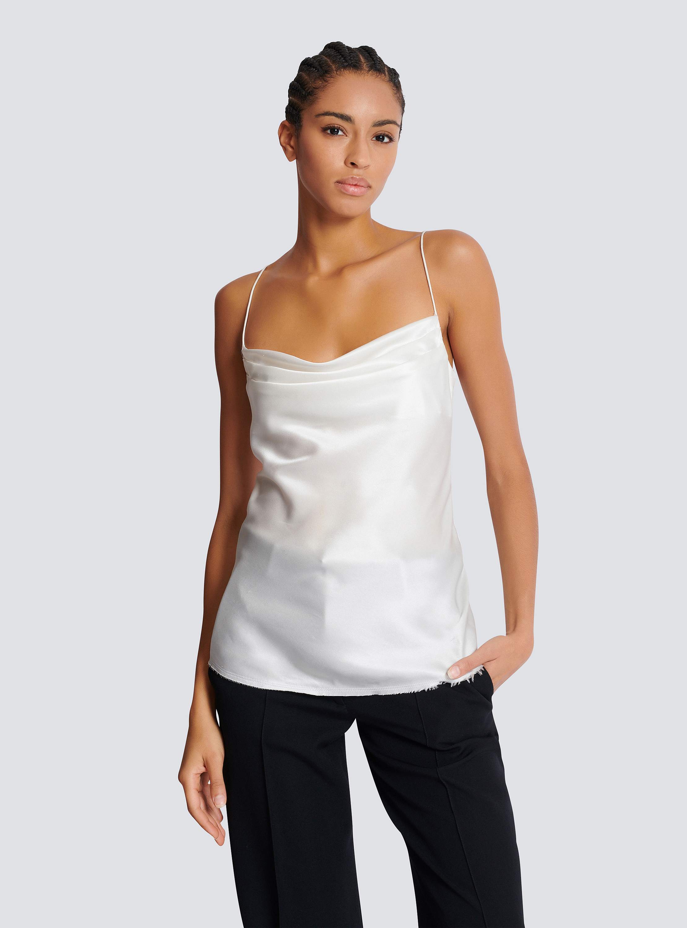 Draped satin top