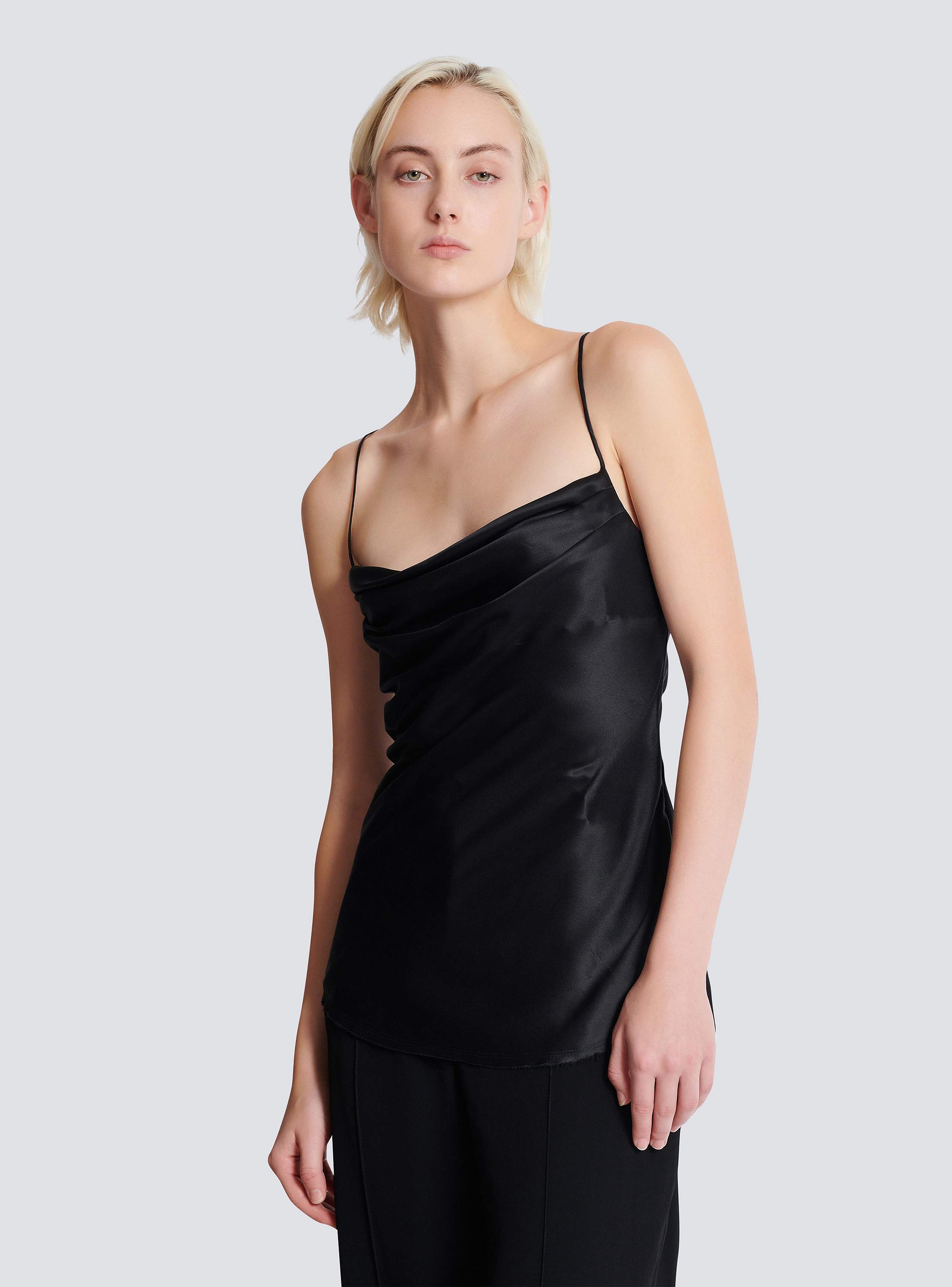 Draped satin top