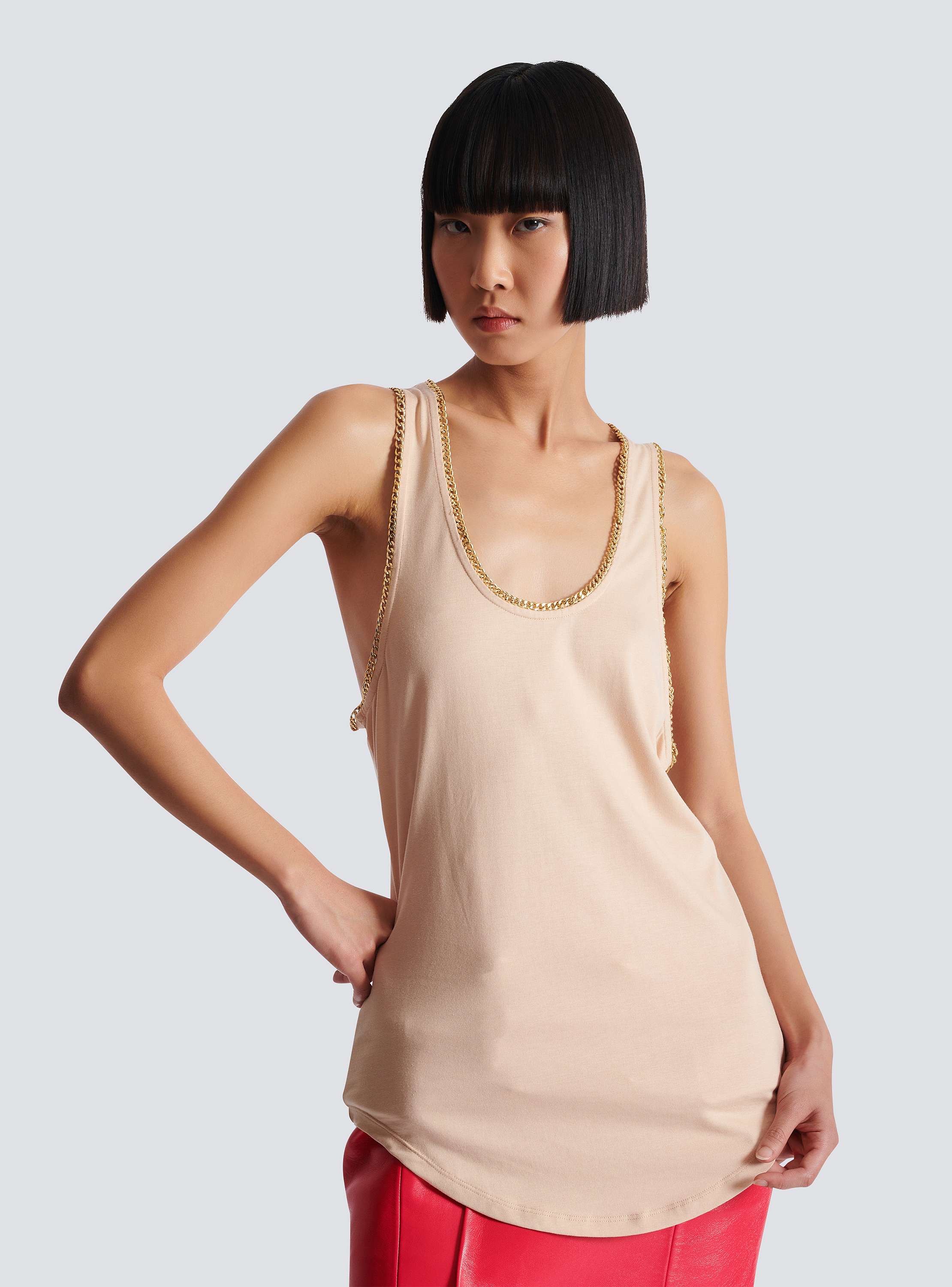 Relaxed jersey tank top with chains