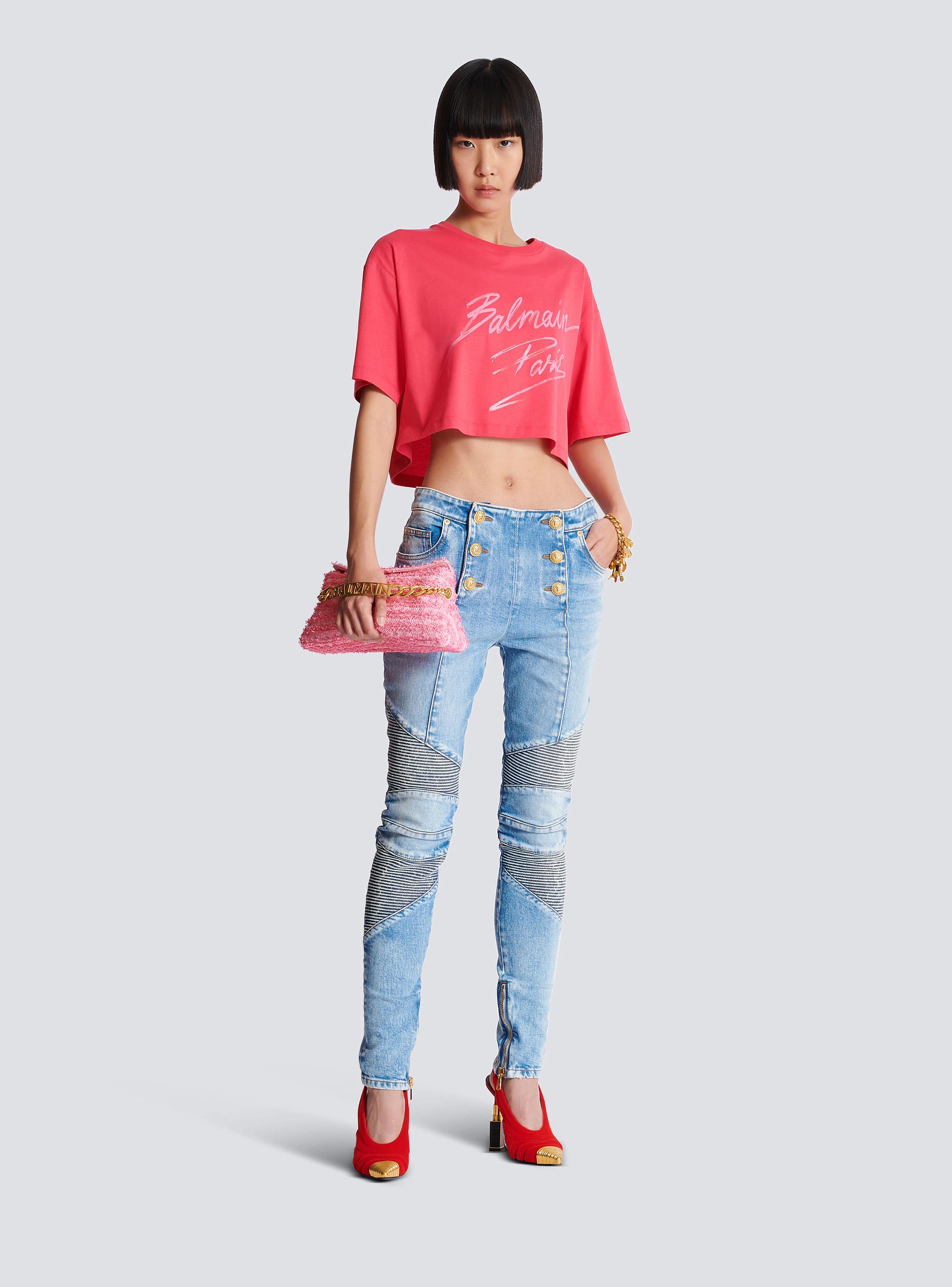 Balmain baseball cropped t-shirt