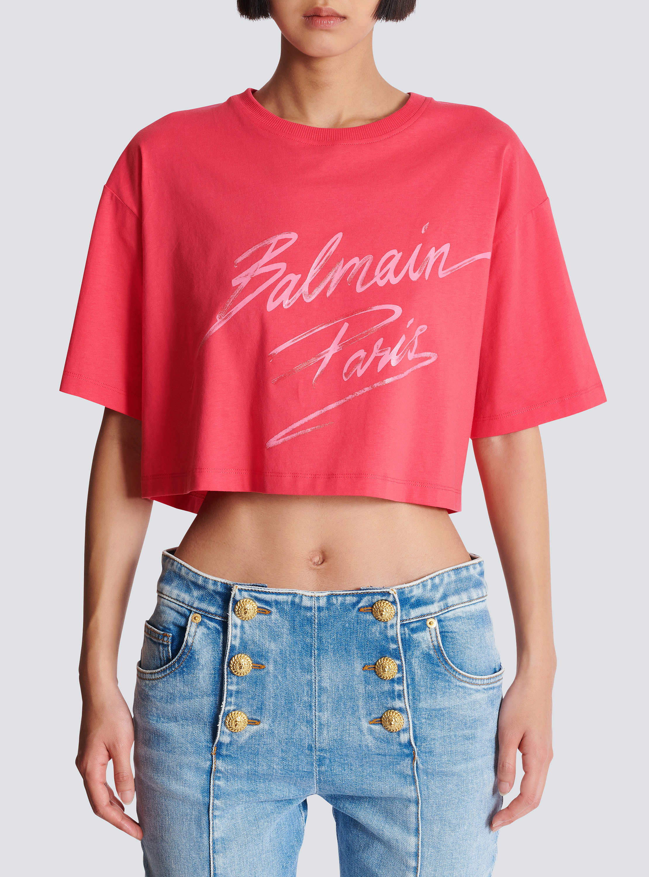 Balmain baseball cropped t-shirt