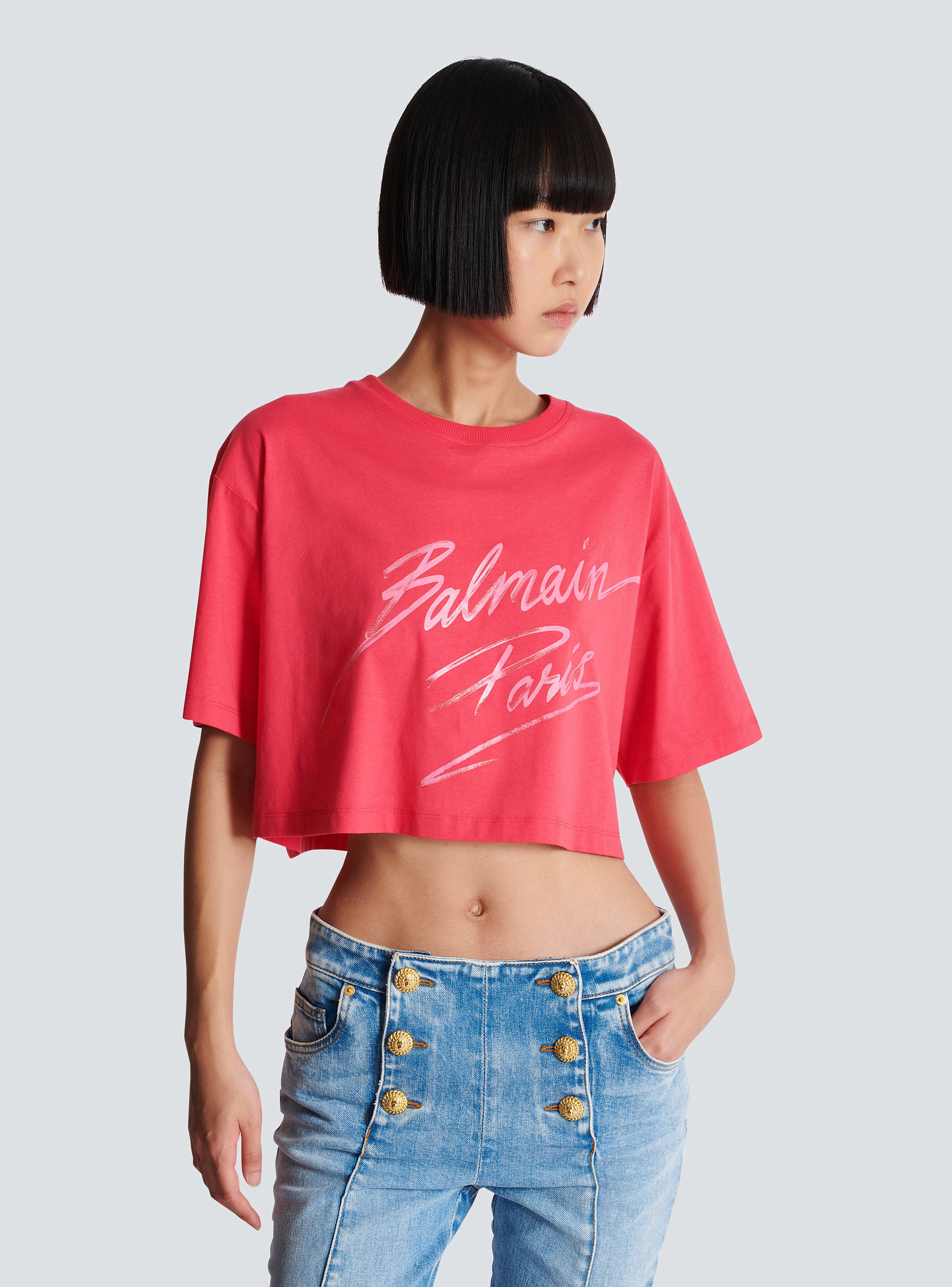 Balmain baseball cropped t-shirt