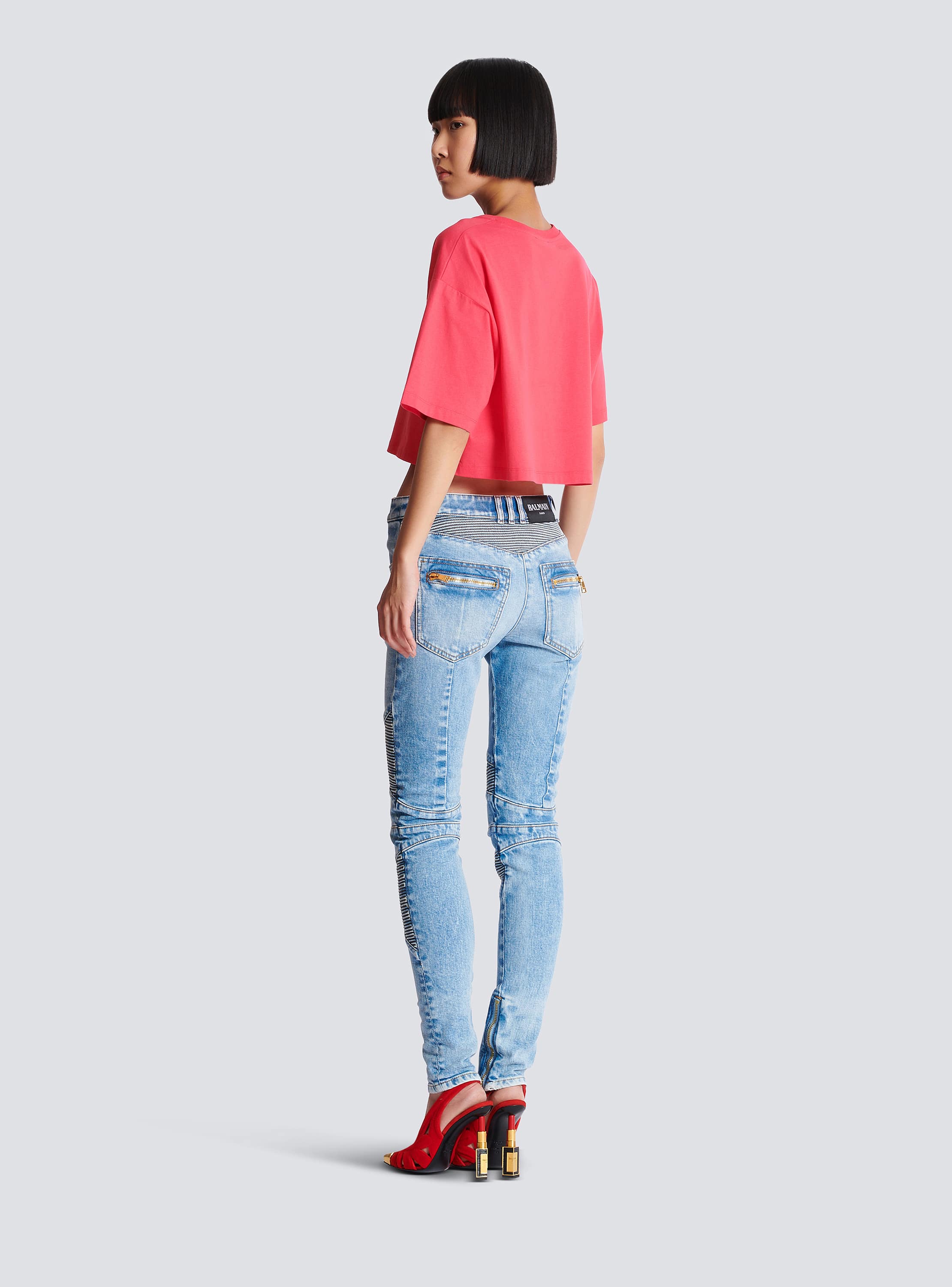 Balmain baseball cropped t-shirt