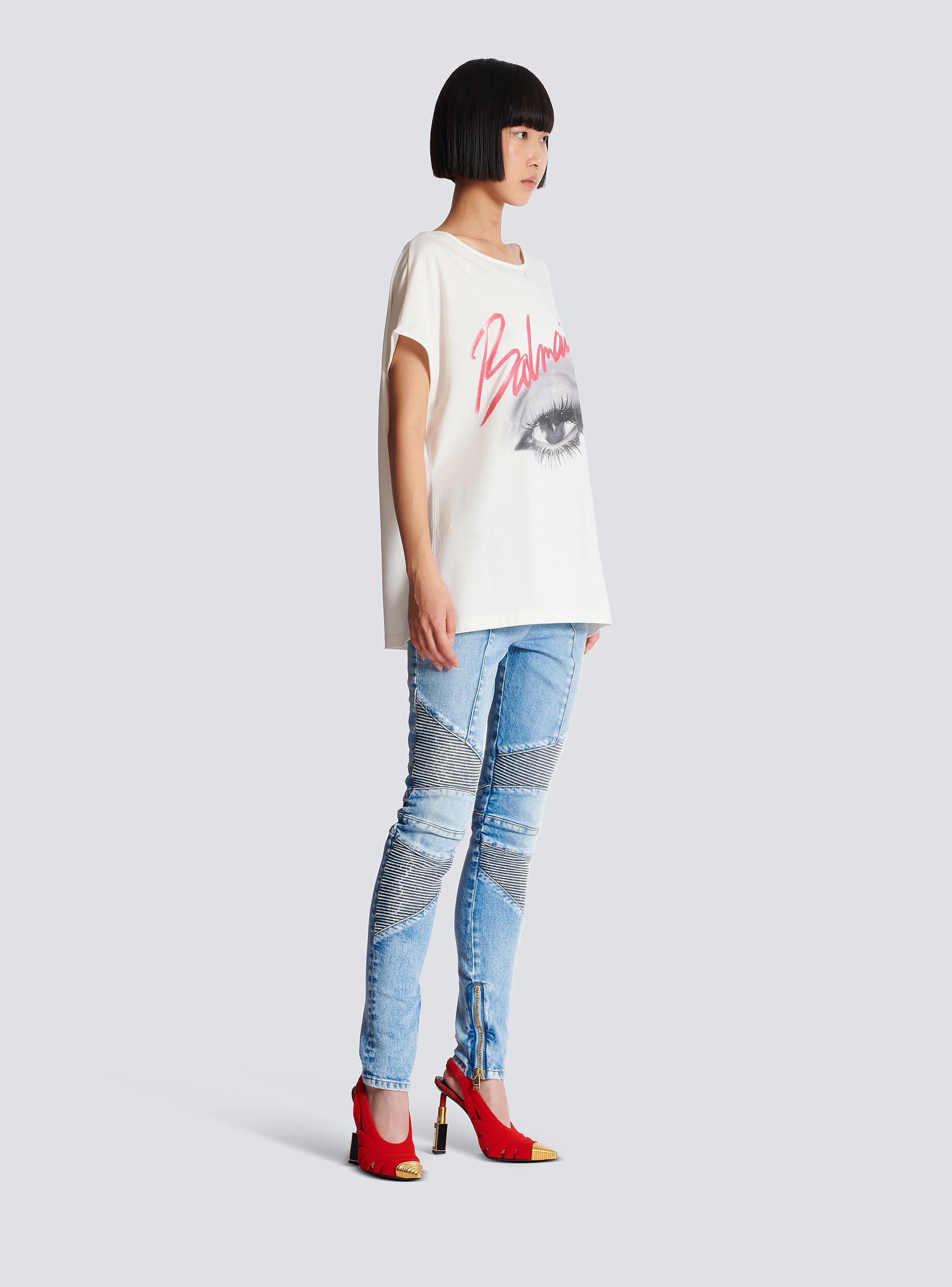 Boatneck Balmain Eye Print Top