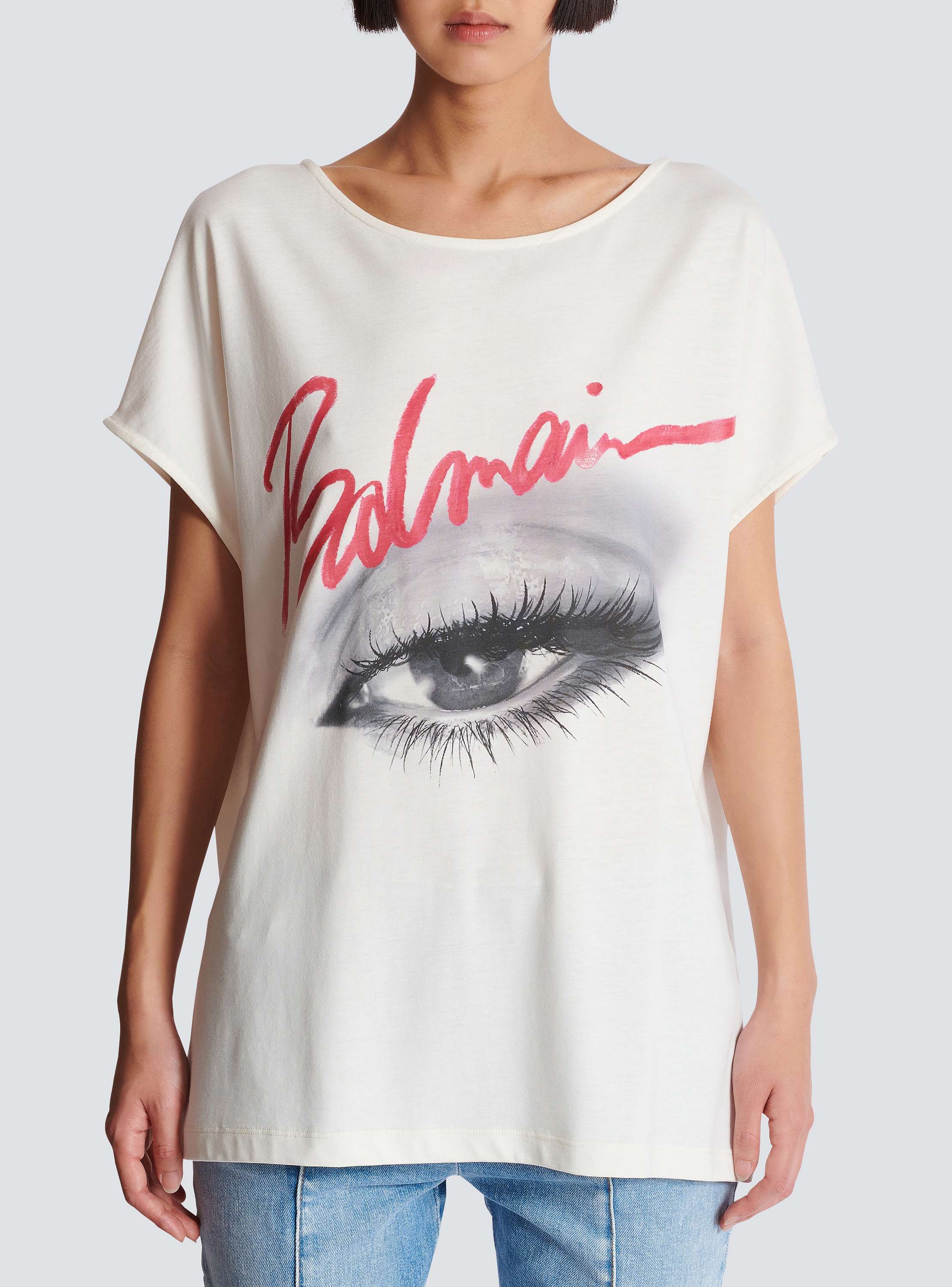 Boatneck Balmain Eye Print Top