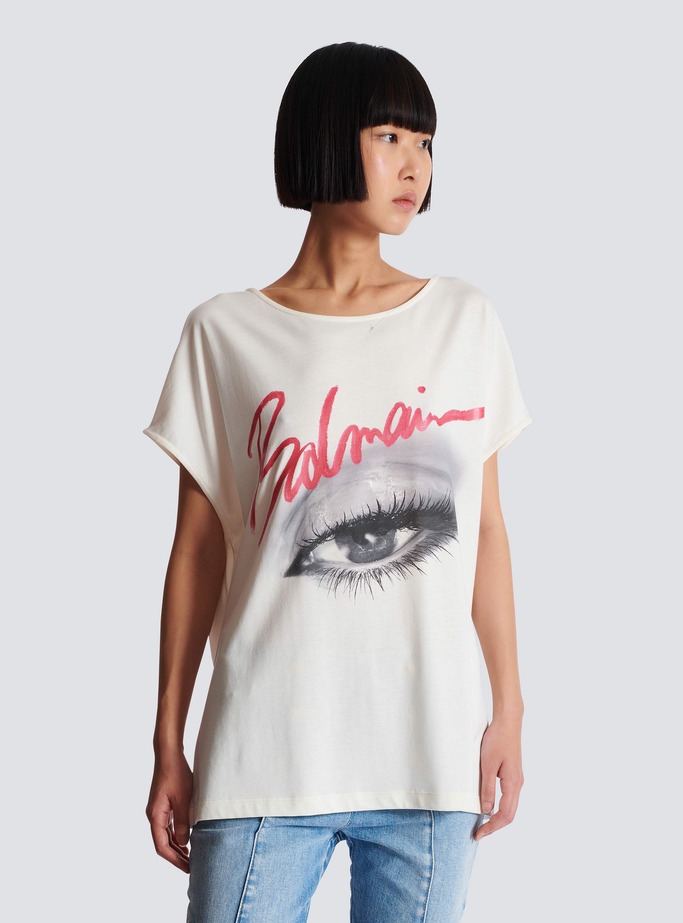 Boatneck Balmain Eye Print Top