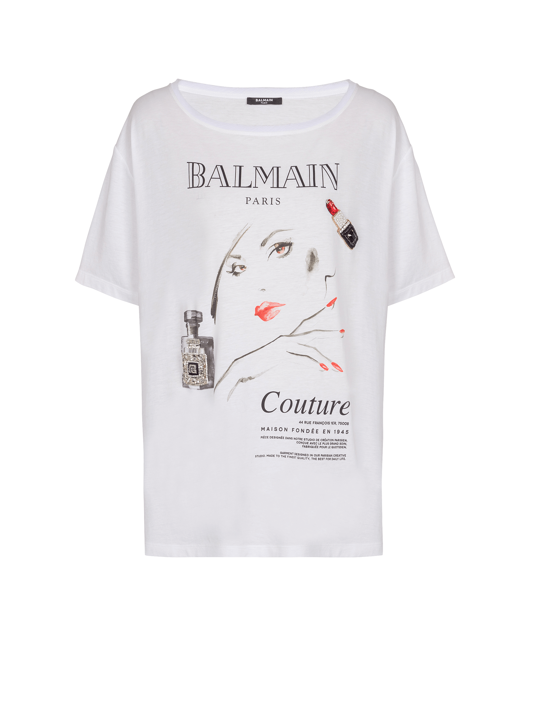 Printed Balmain Beauty T-shirt with patches