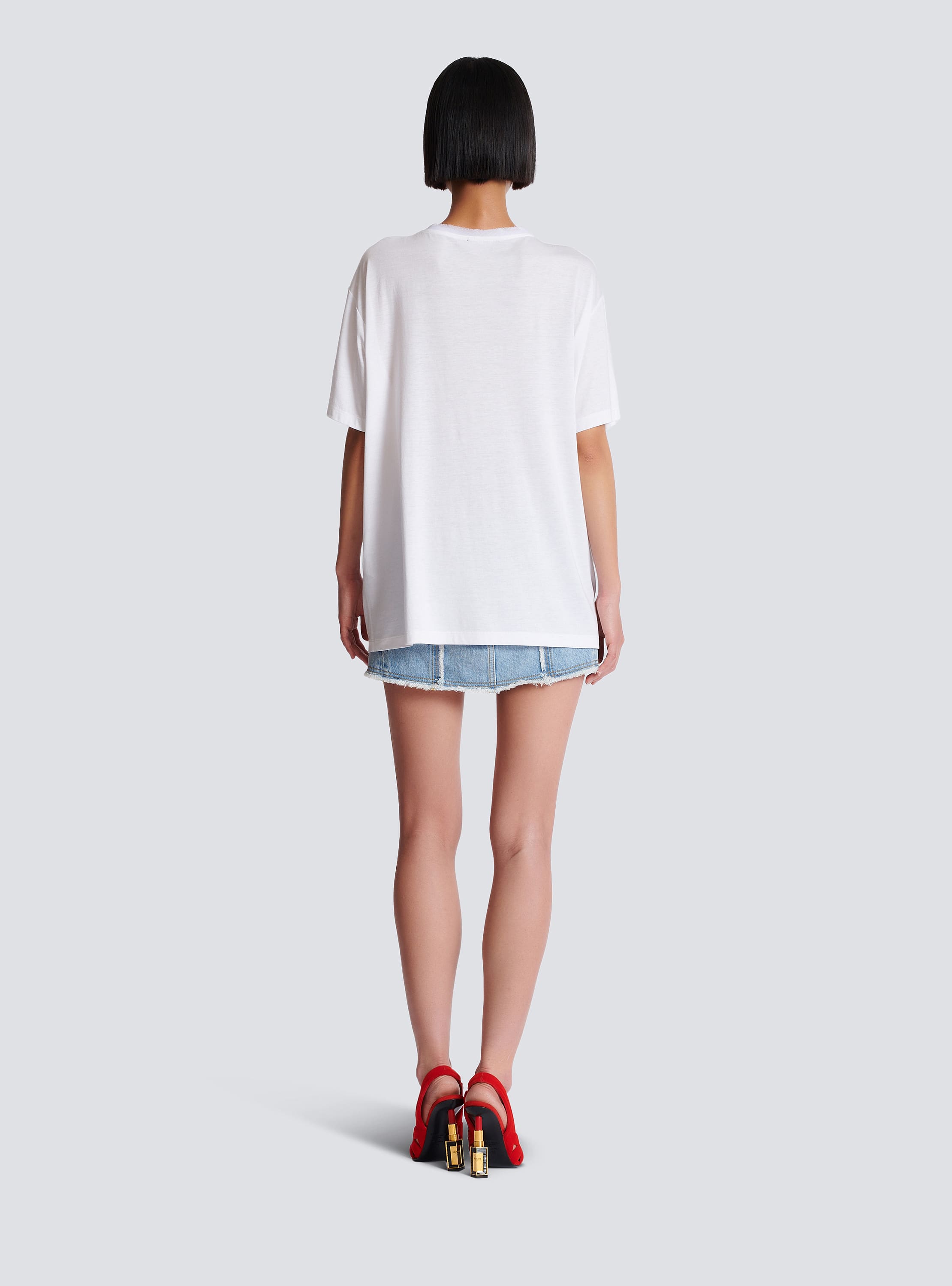 Printed Balmain Beauty T-shirt with patches - Women | BALMAIN