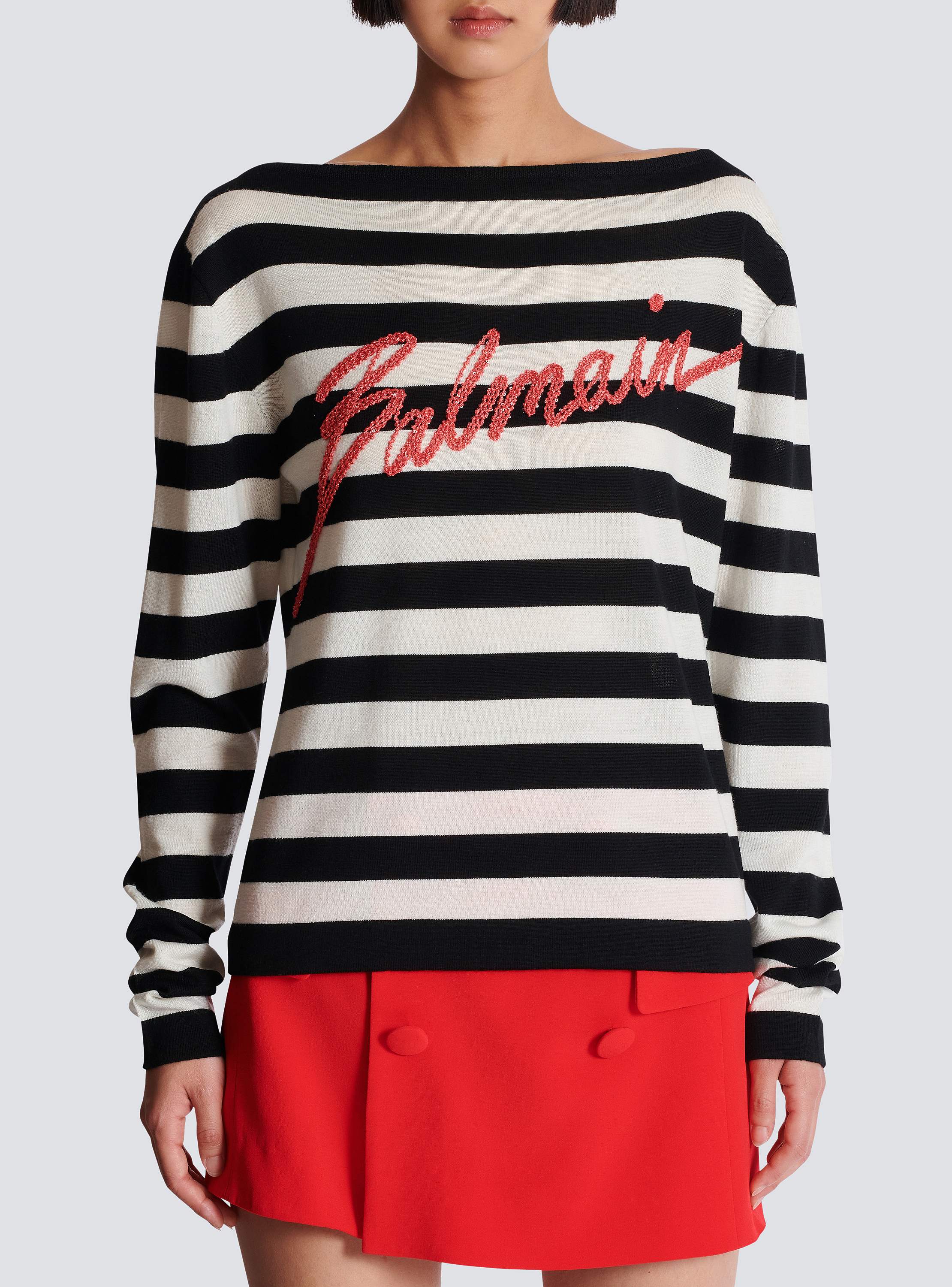 Boatneck embroidered marinière sweater