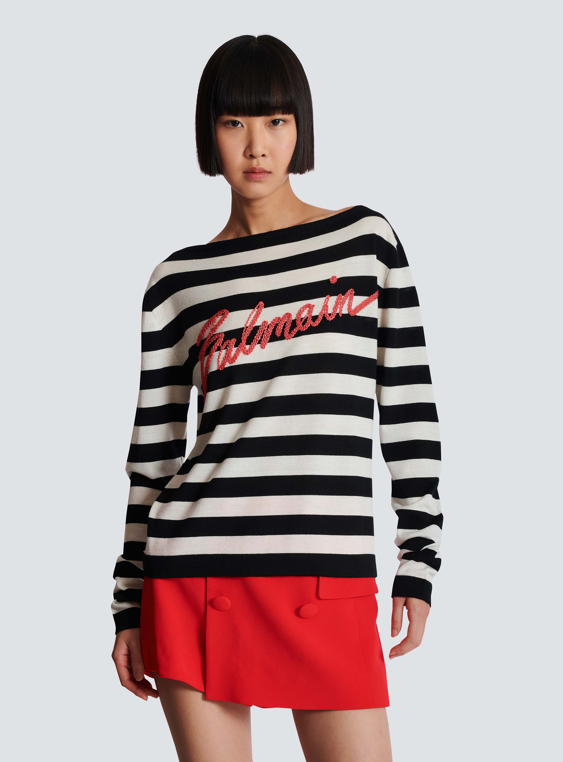 Boatneck embroidered marinière sweater