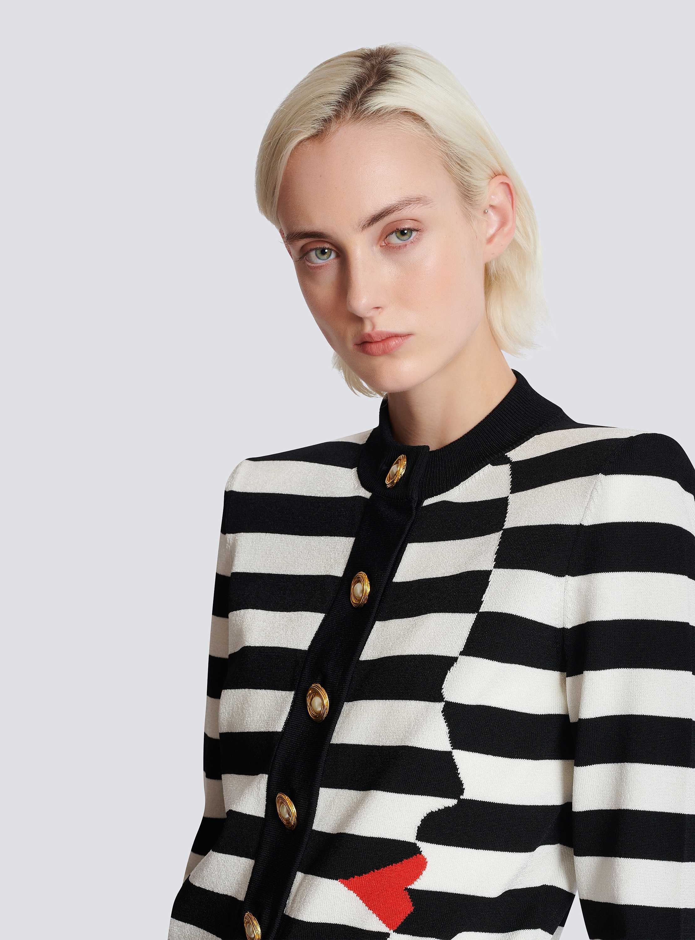 Knit Marinière cardigan with Face motif