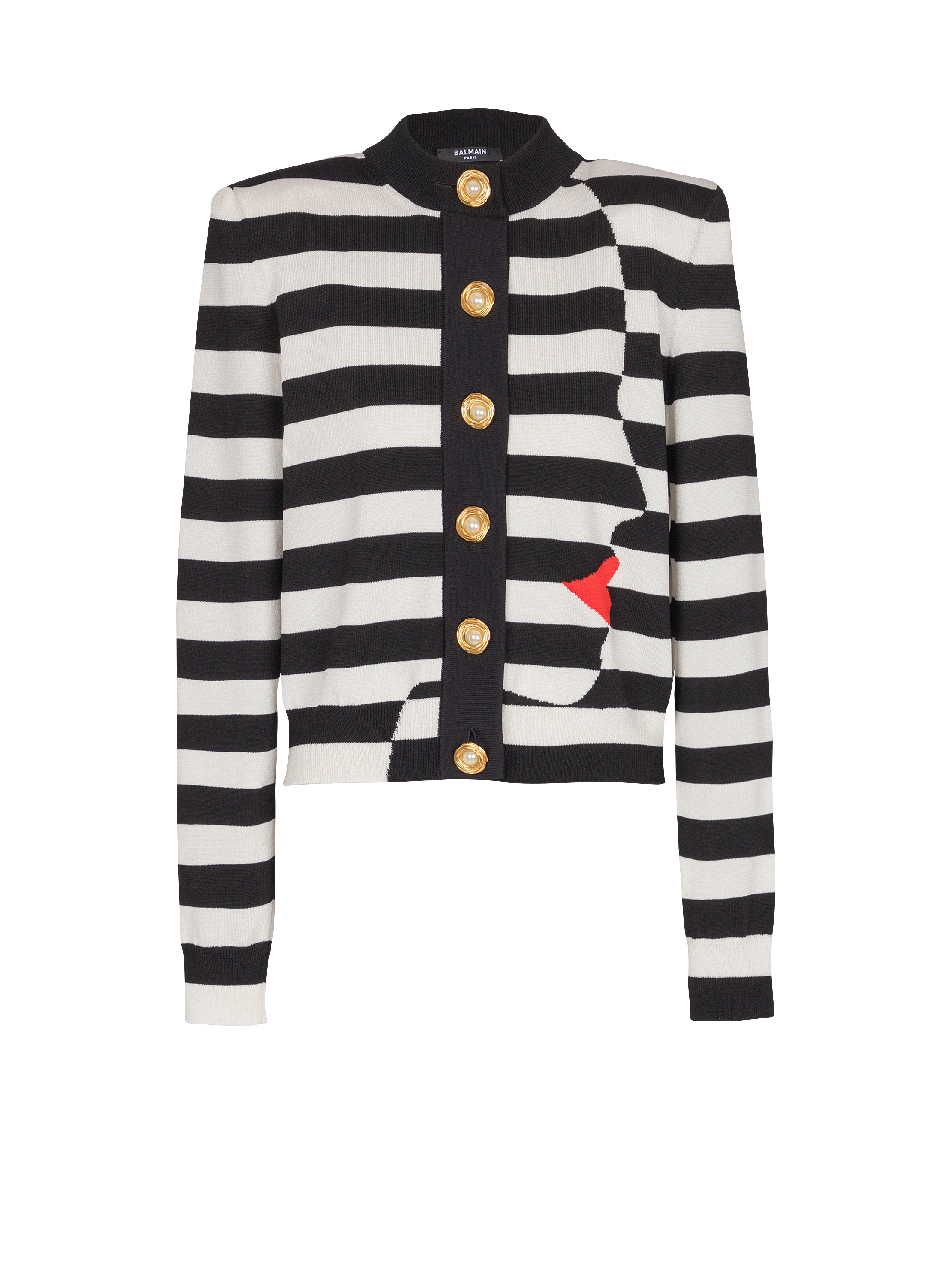 Knit Marinière cardigan with Face motif
