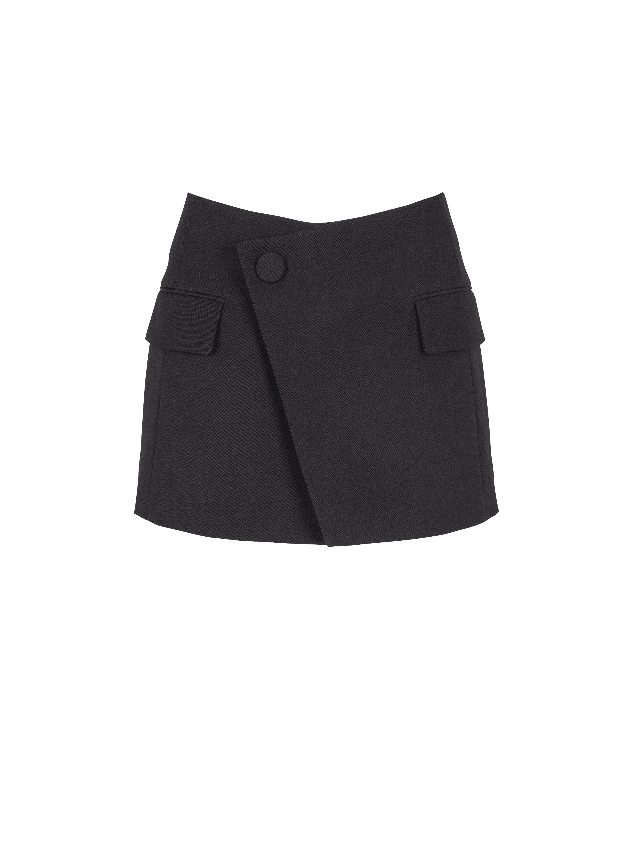 Asymmetric gabardine mini skirt