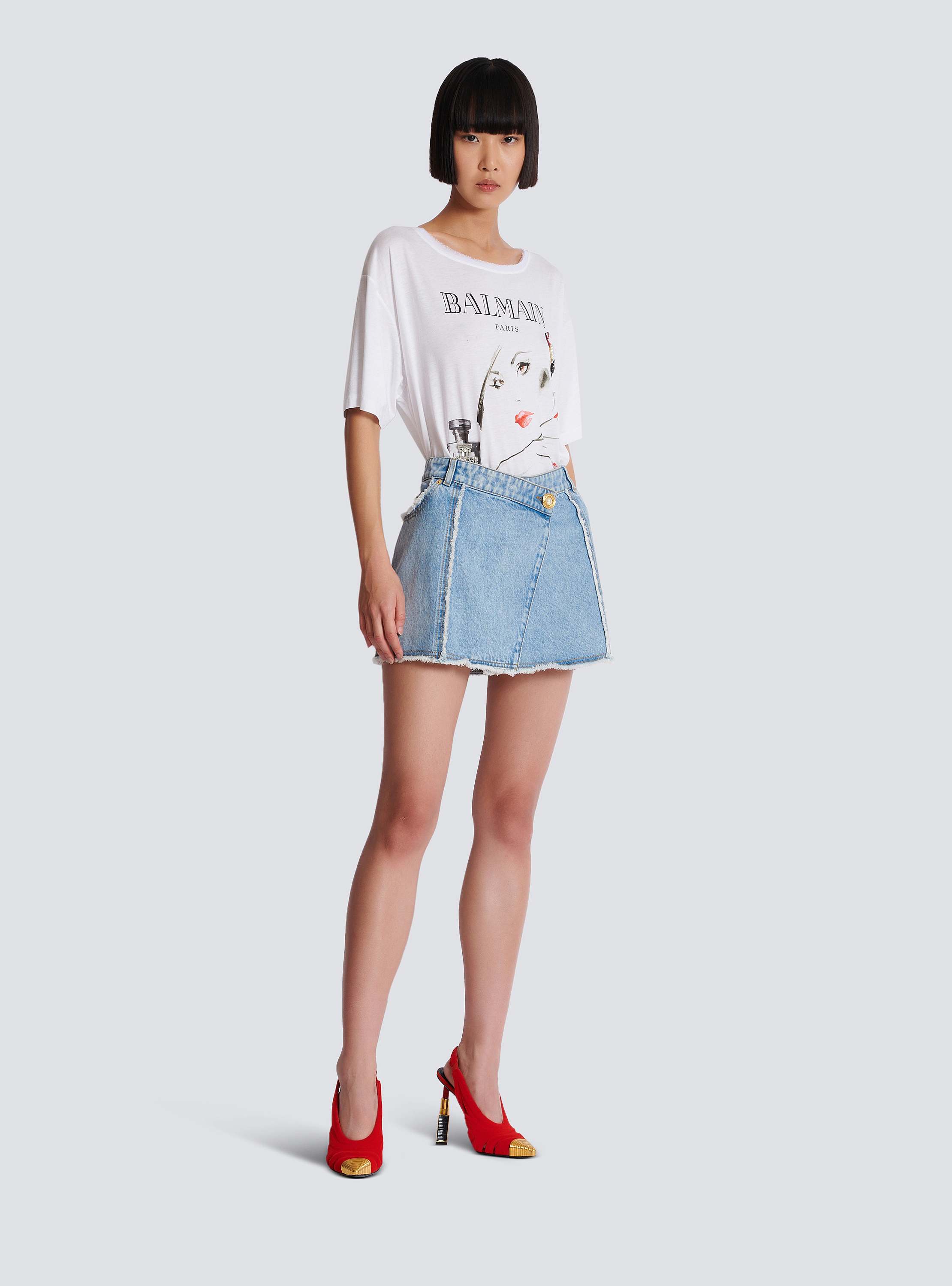 Asymmetric denim skirt - Women | BALMAIN