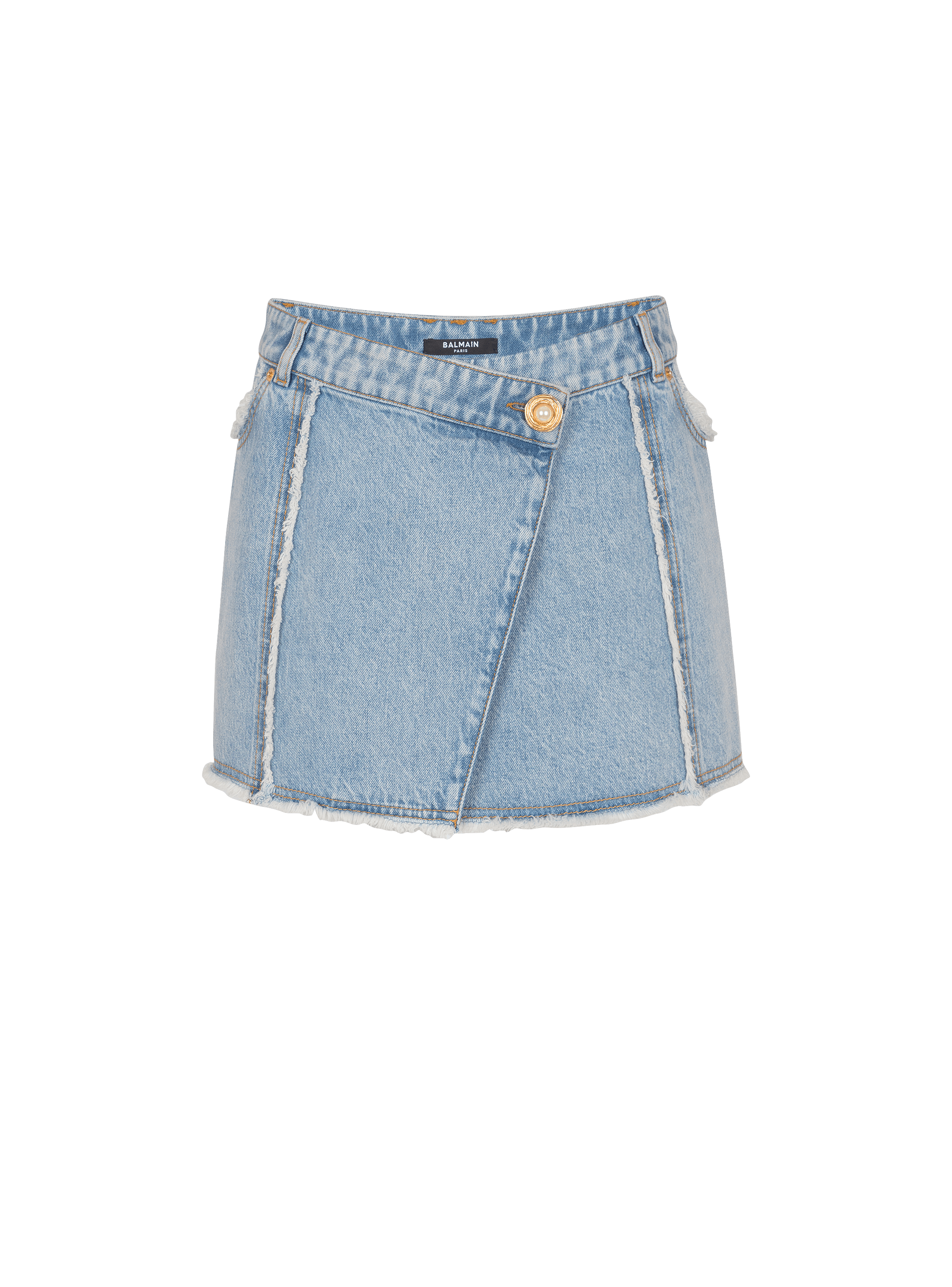 Asymmetric denim skirt