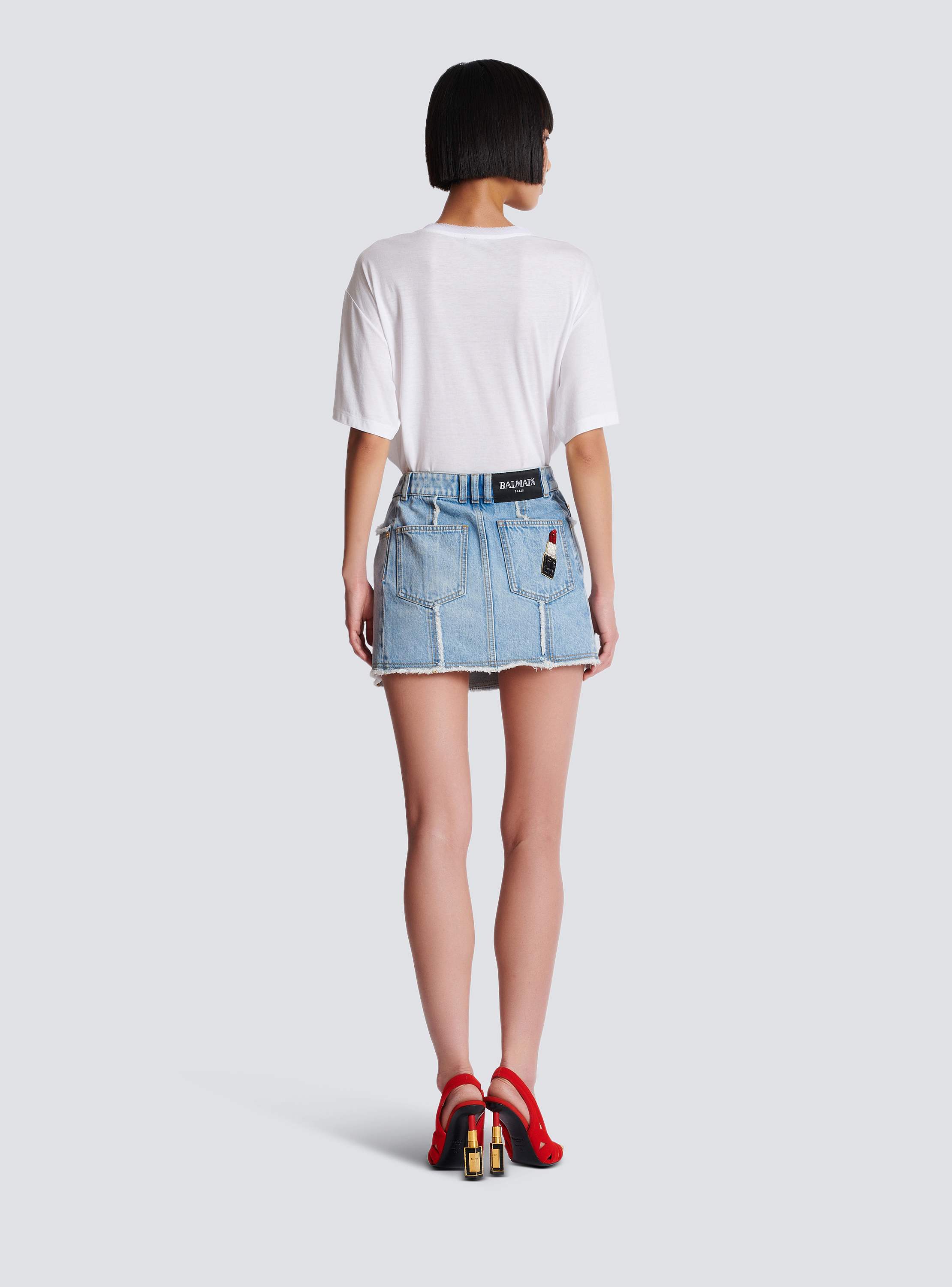 Asymmetric denim skirt - Women | BALMAIN