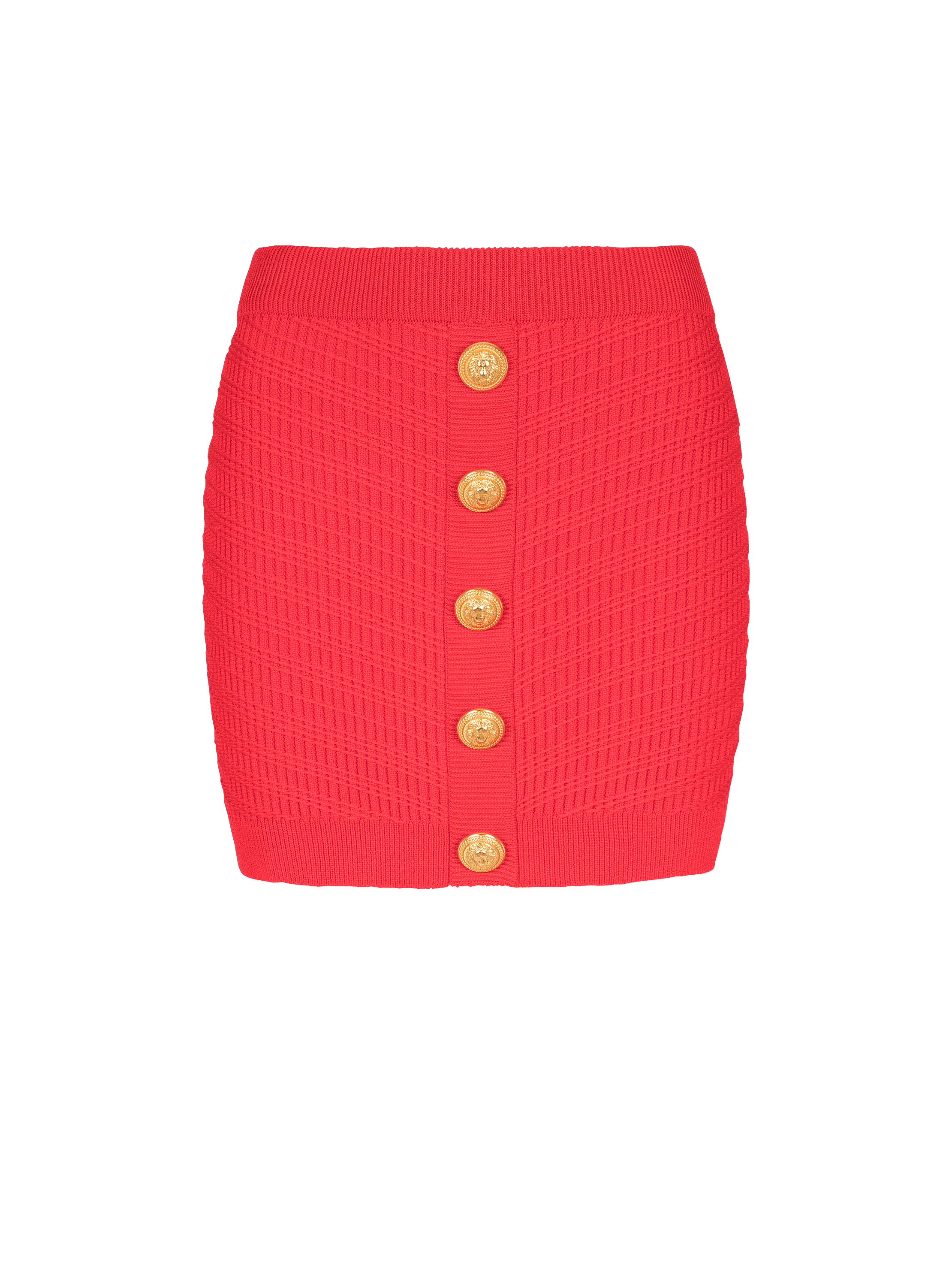 Buttoned knit short skirt