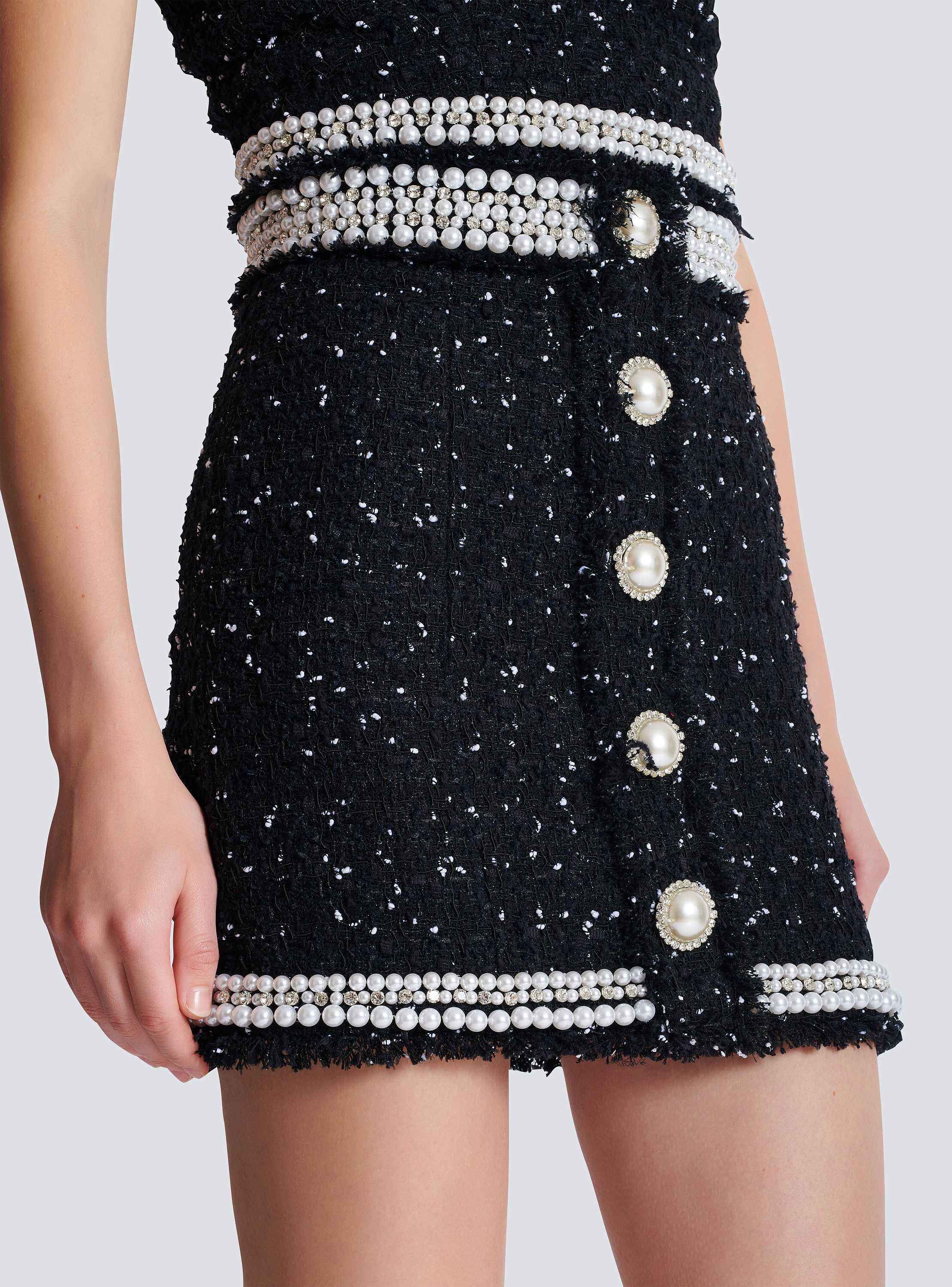 スカート Balmain Embroidered Tweed Skirt Short embroidered polka-dot tweed skirt - Women | BALMAIN