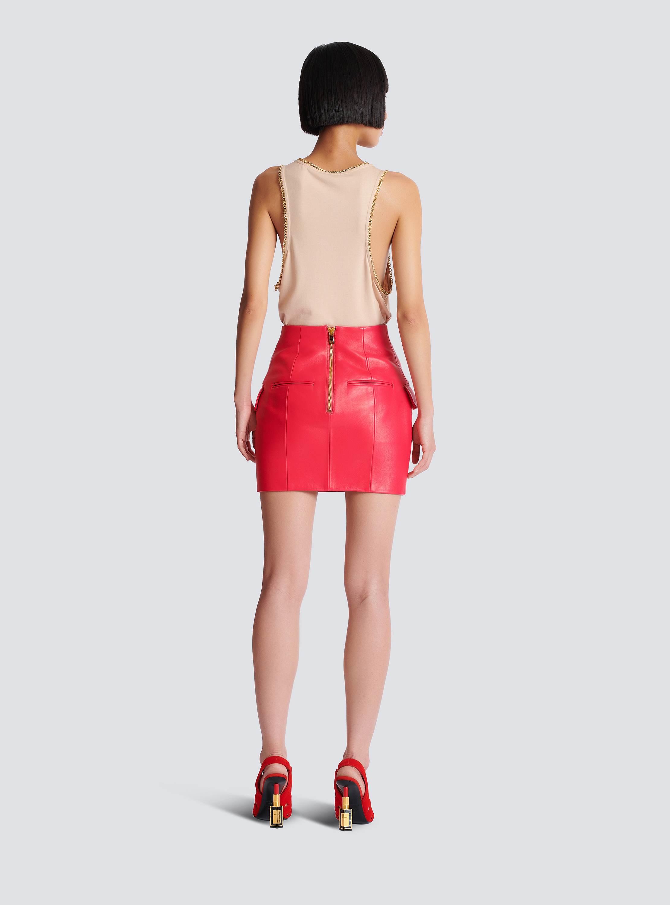 Short lambskin skirt - Women | BALMAIN