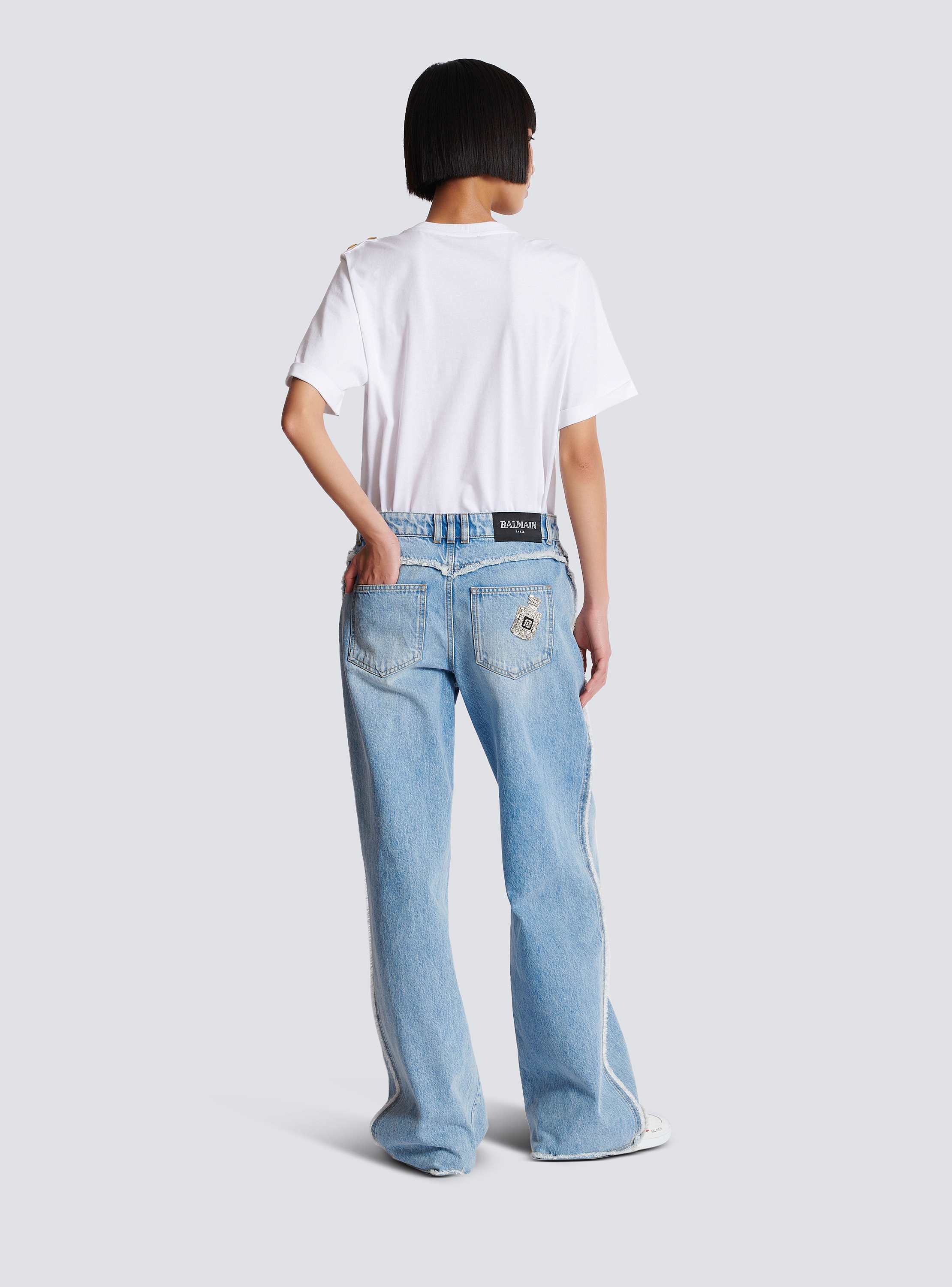 デニム・ジーパン BALMAIN Women Denim Pants EF1MJ130DF246FF Blue Flared denim jeans blue - Women | BALMAIN