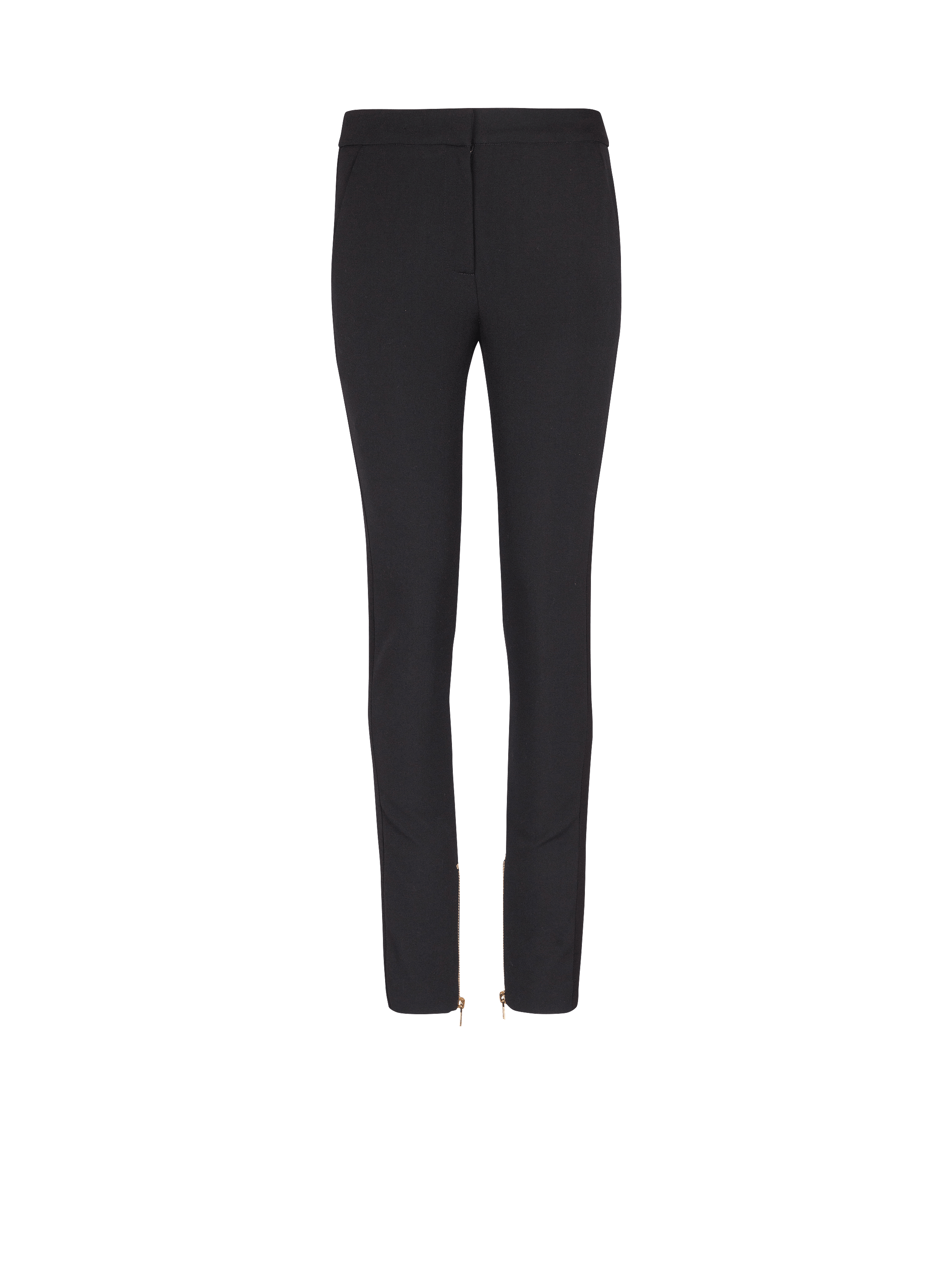 Zipped slim-fit grain de poudre trousers