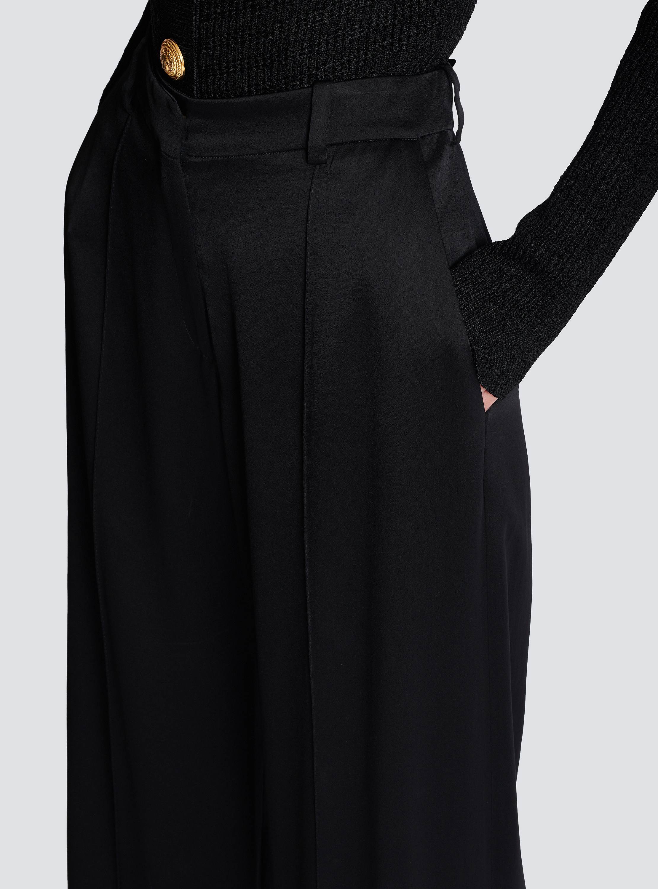 Straight-leg tailored satin trousers