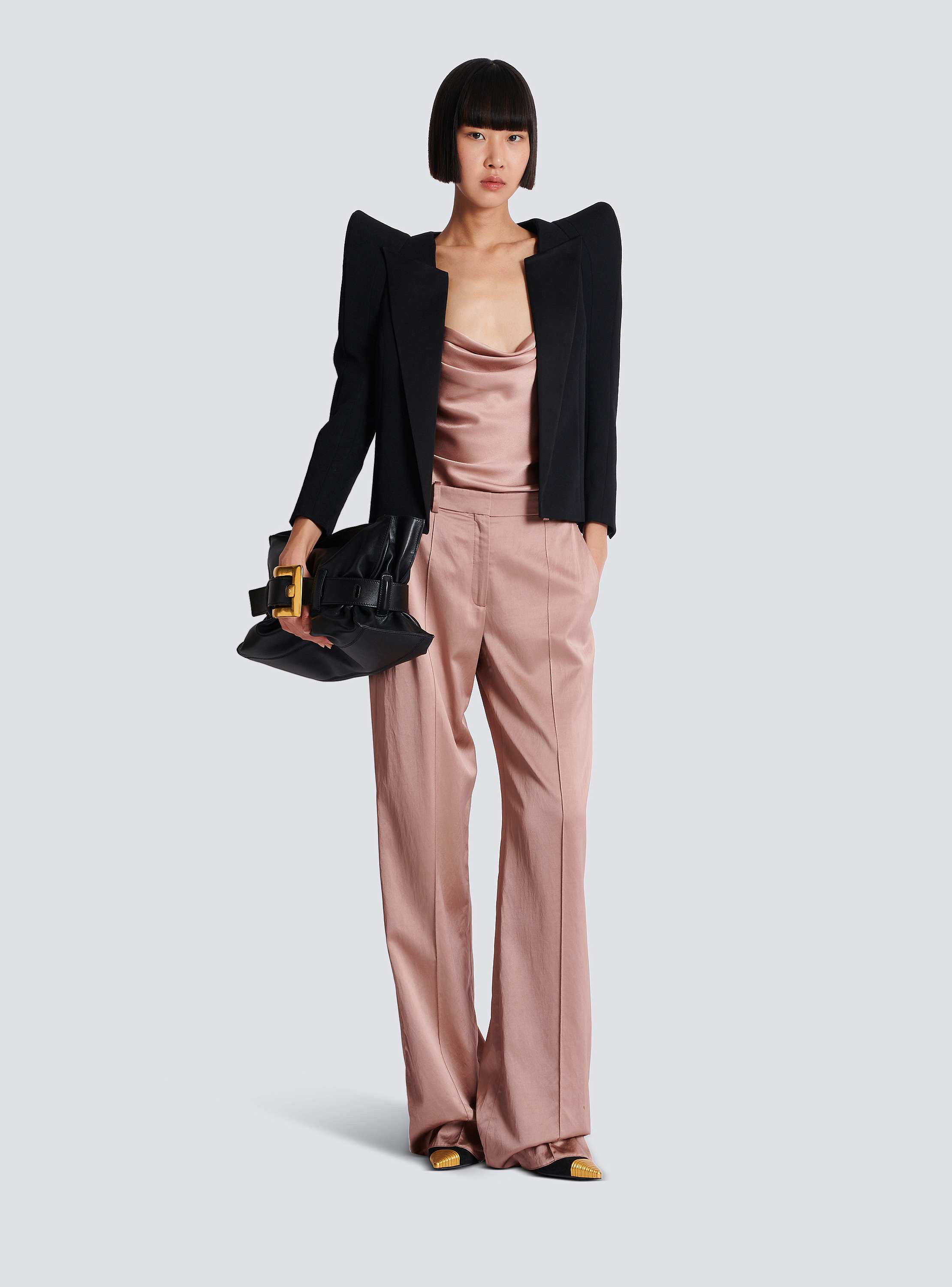 Tailored satin straight pants