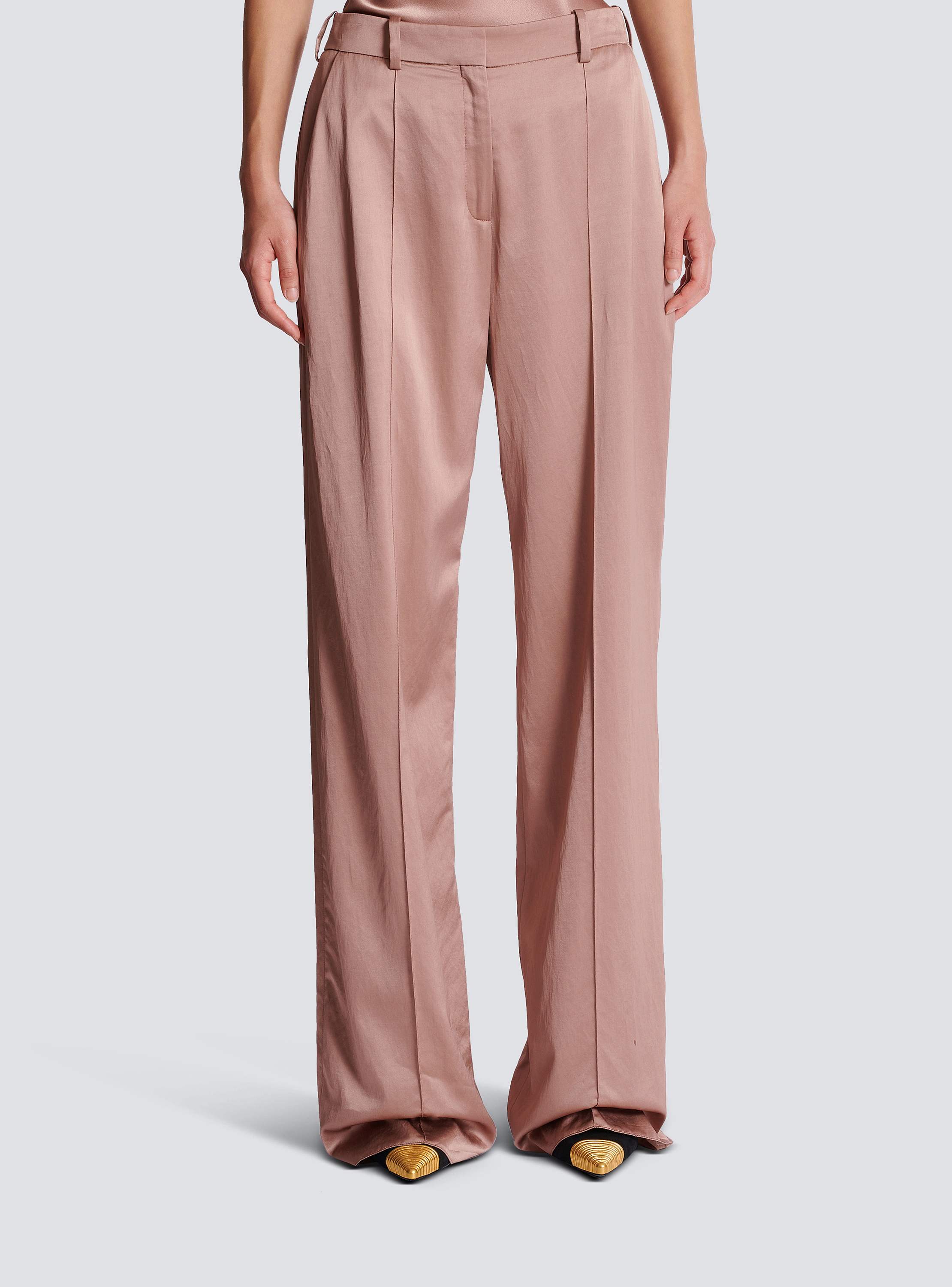 Tailored satin straight pants