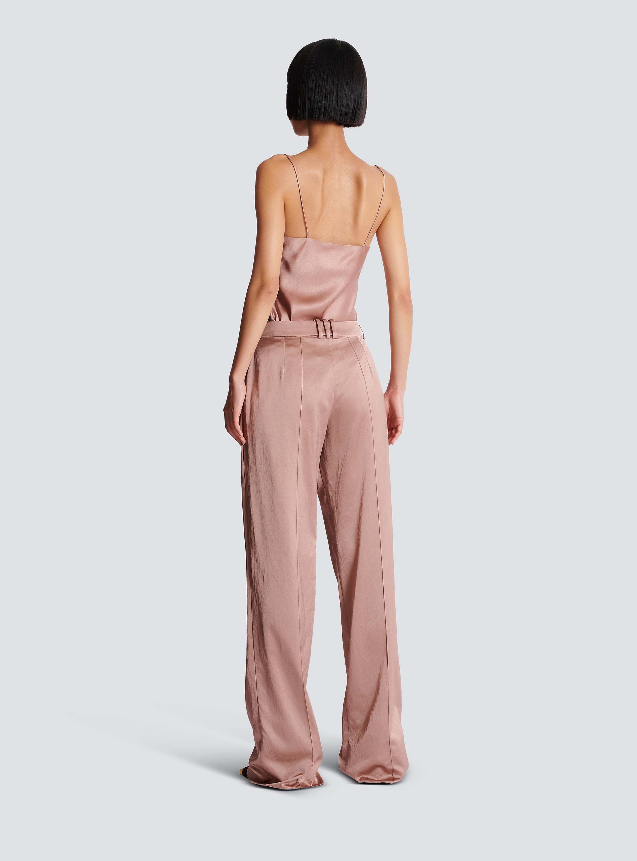Tailored satin straight pants