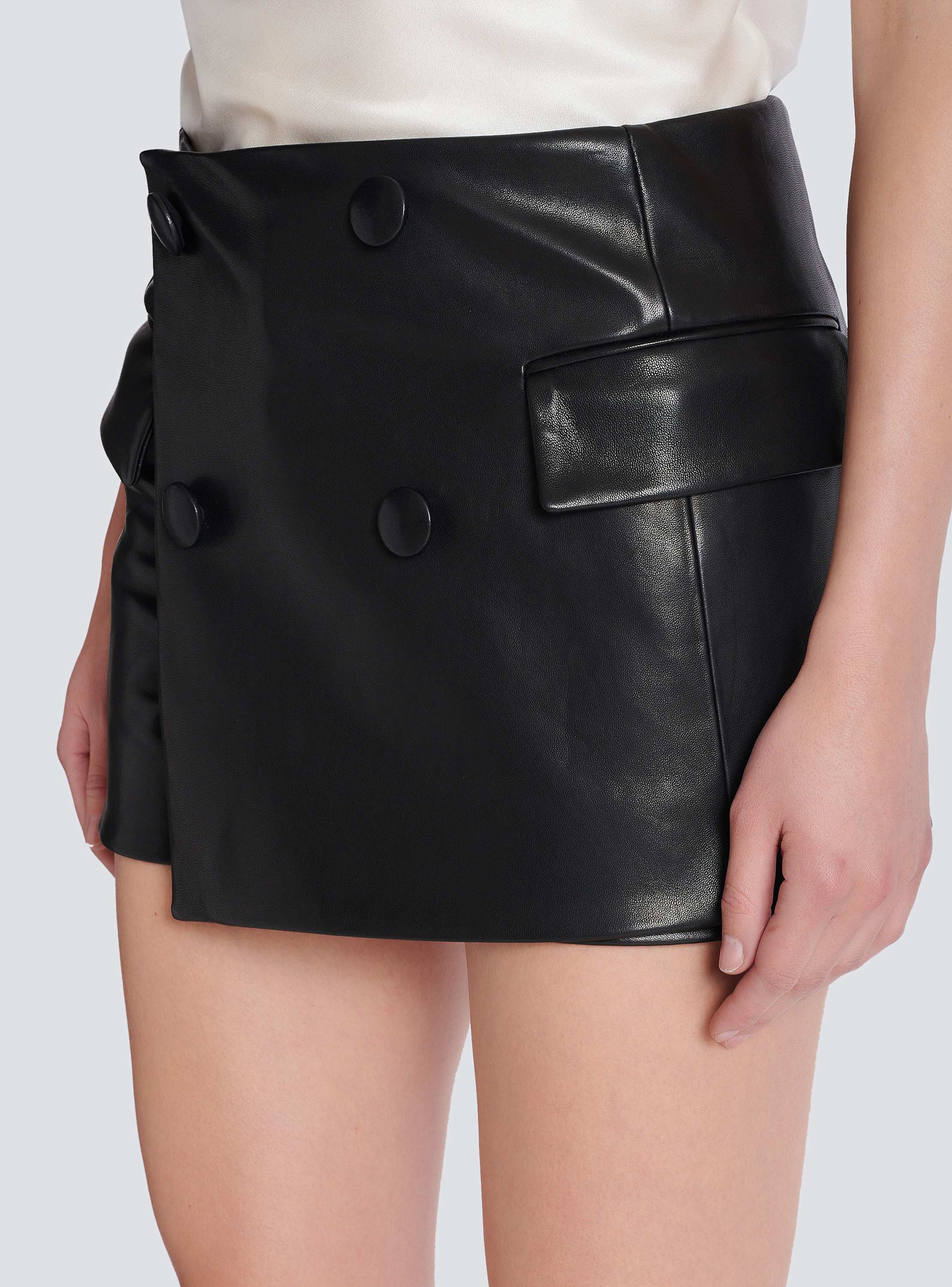 ワンピース BALMAIN Women Short Skirts DF1R8029KG96EAC Black Short lambskin skirt black - Women | BALMAIN