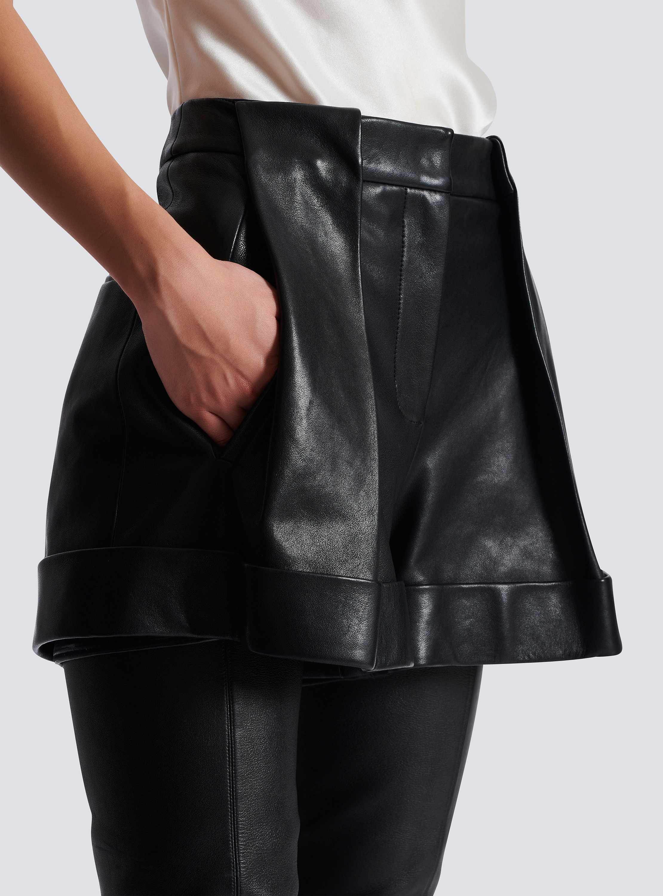 Pleated lambskin shorts - Women | BALMAIN