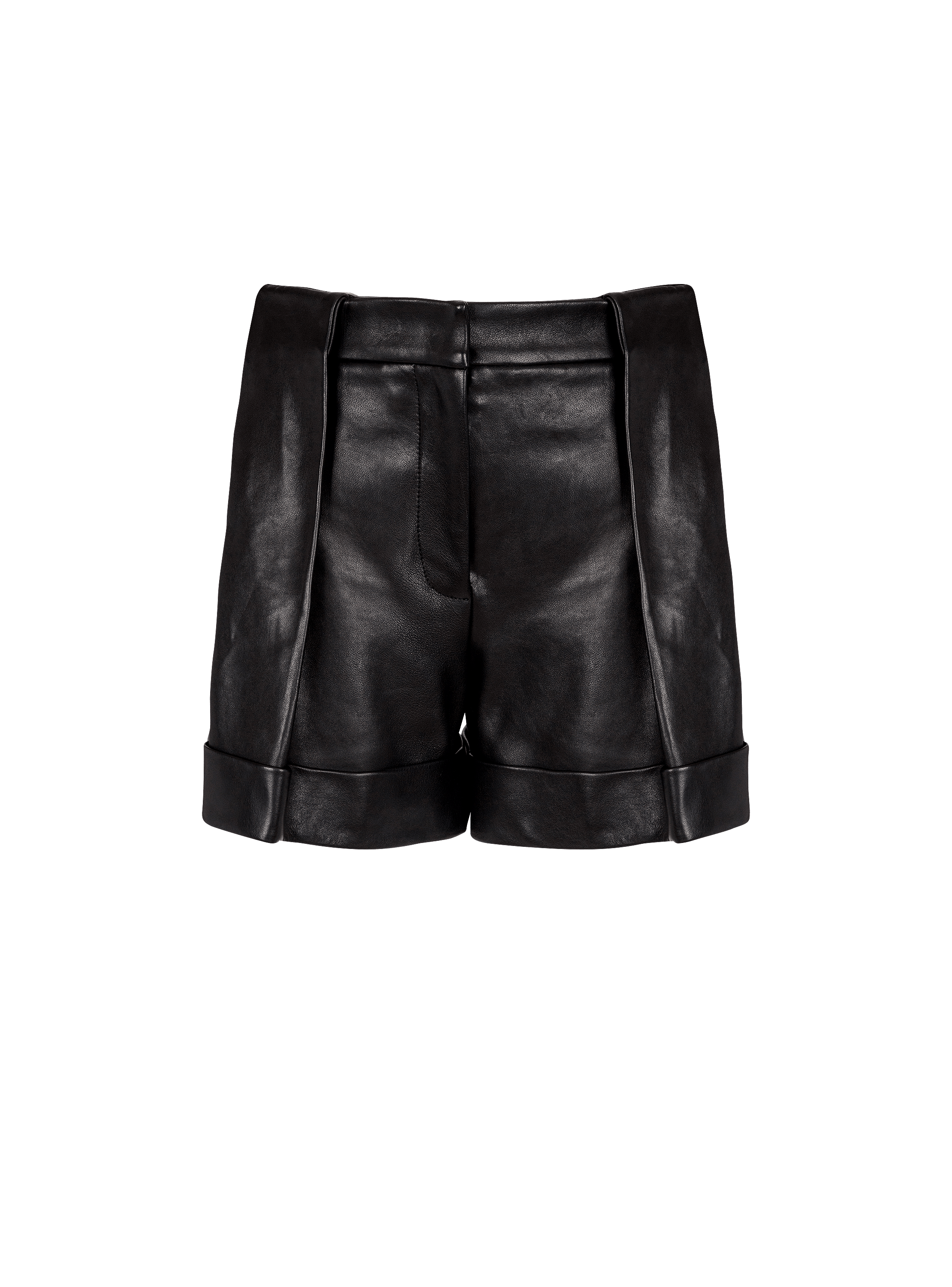 Pleated lambskin shorts
