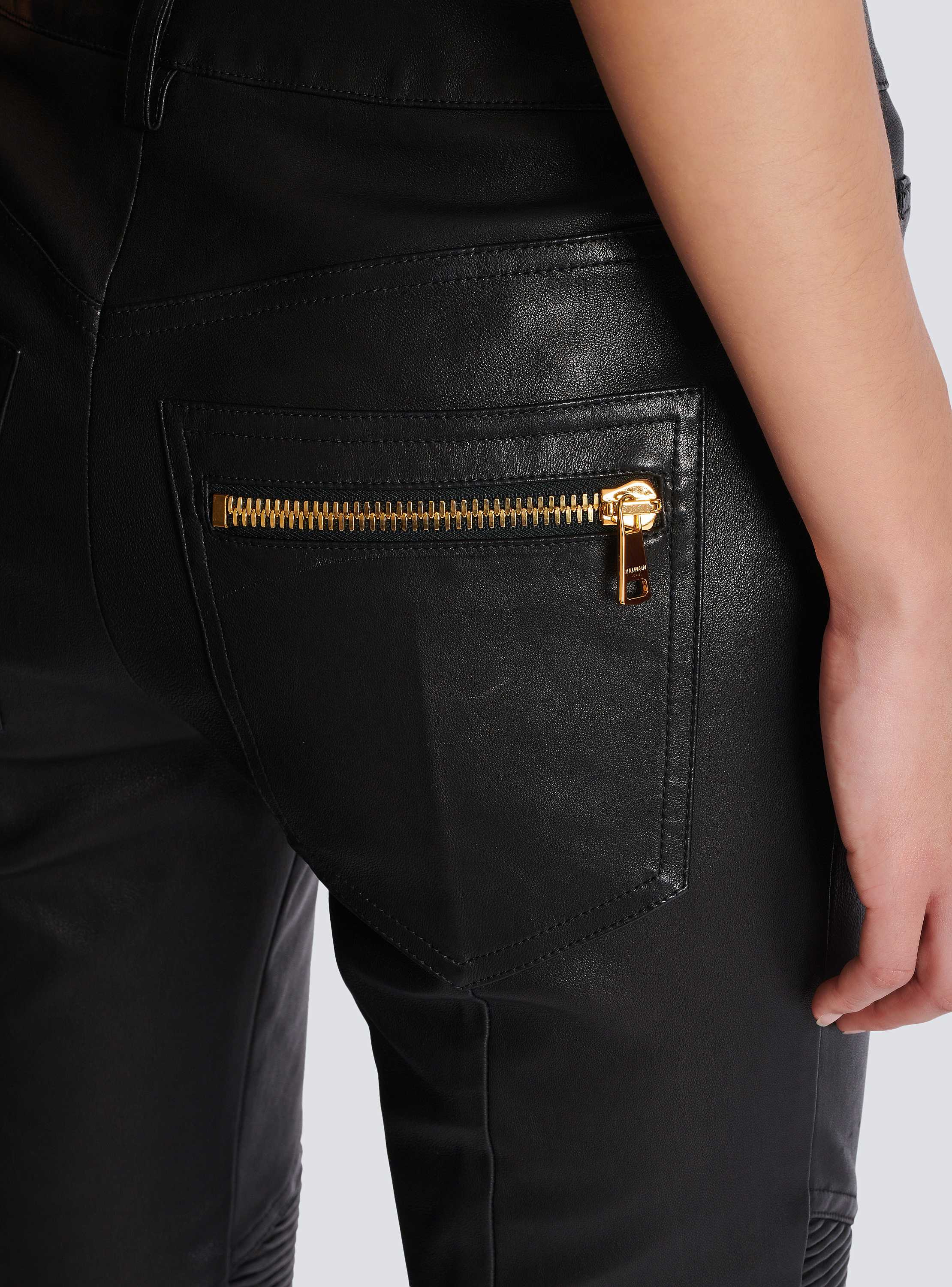 Zipped lambskin slim biker