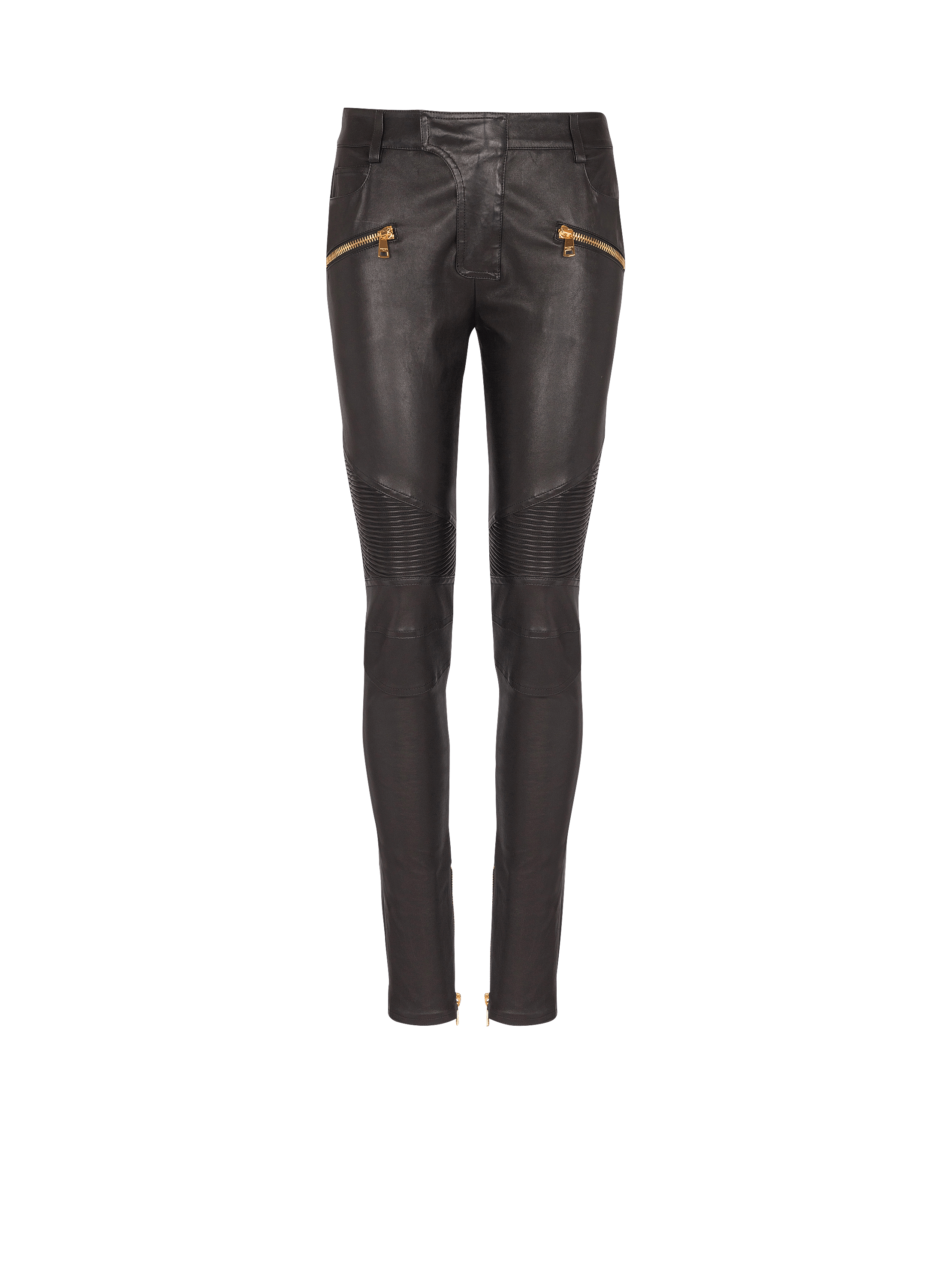 Zipped lambskin slim biker