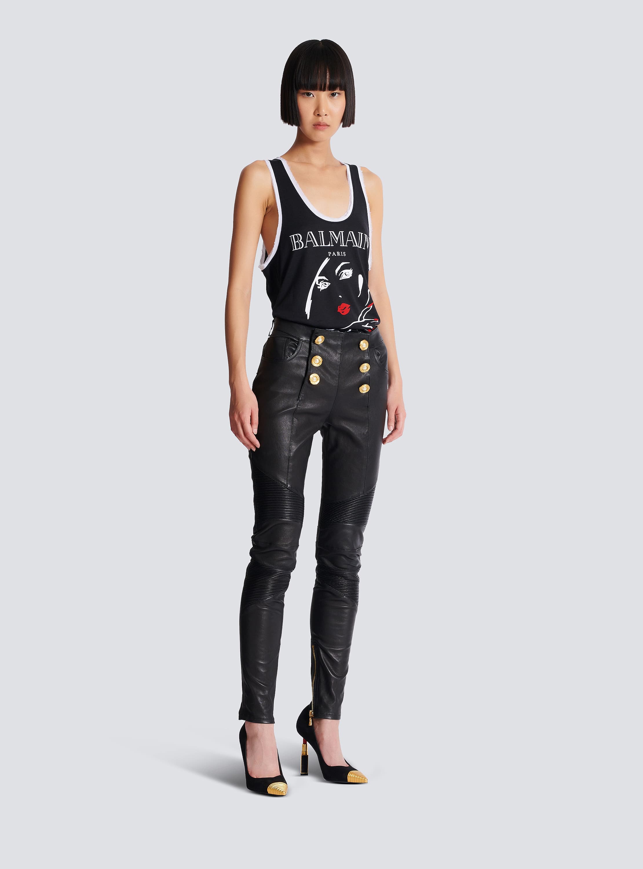 Lambskin slim-fit biker trousers