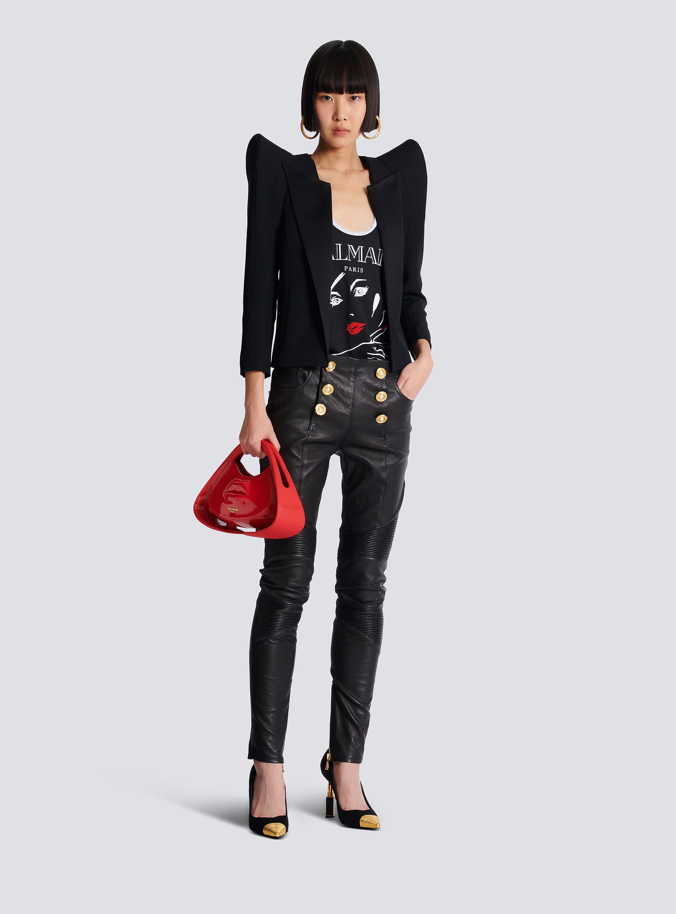 Lambskin slim-fit biker trousers