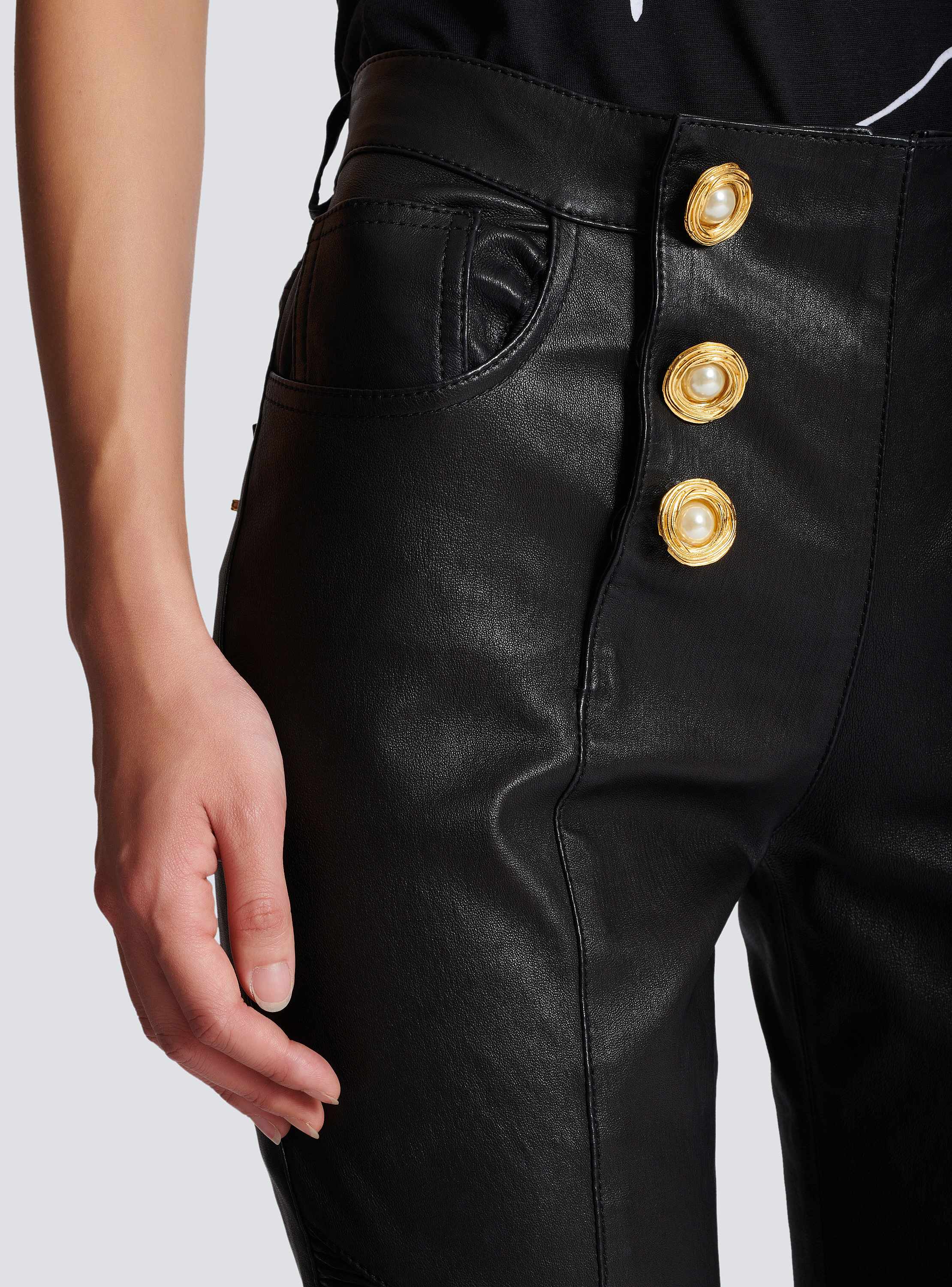 Lambskin slim-fit biker trousers