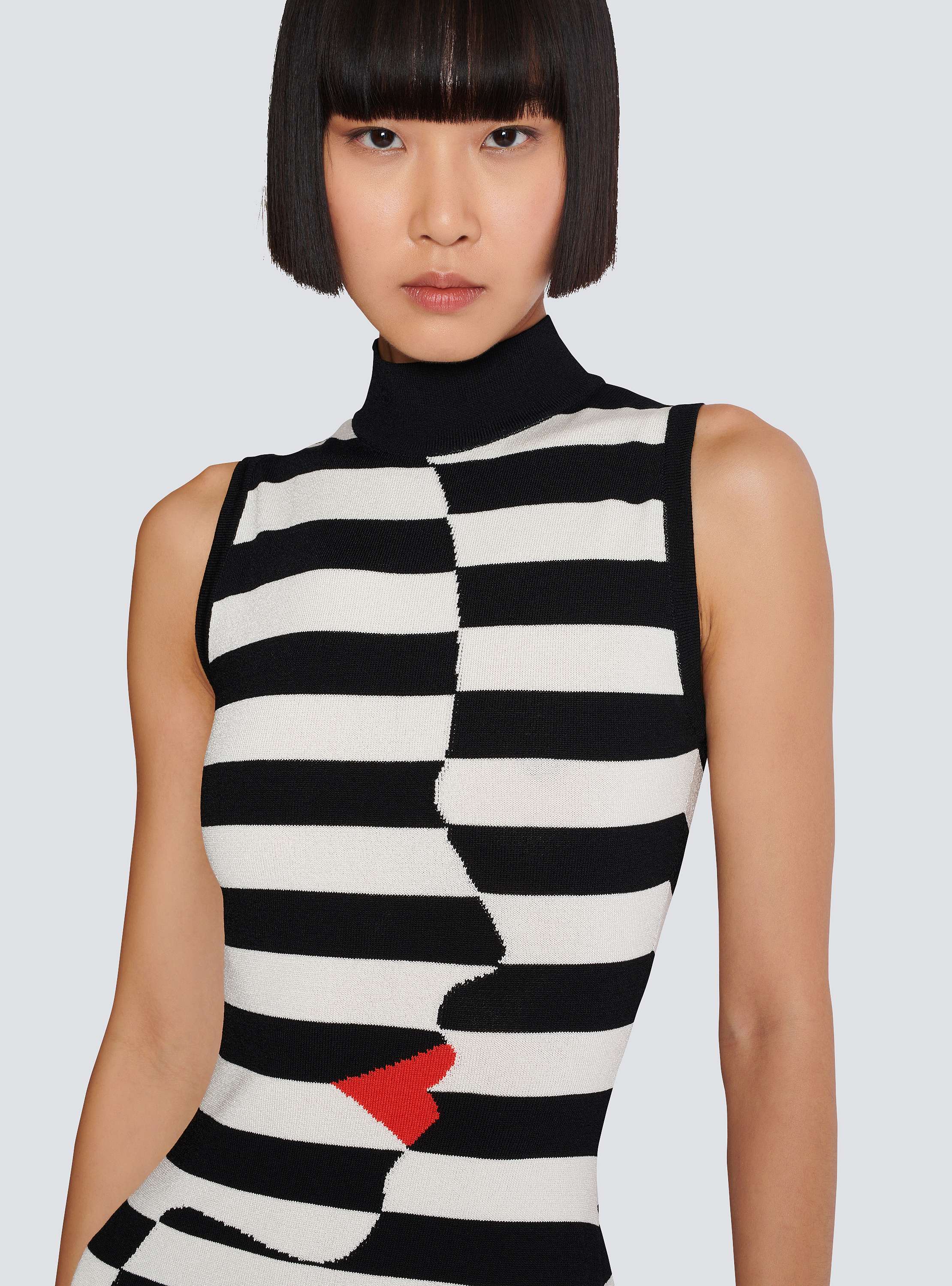 Halterneck face marinière knit dress