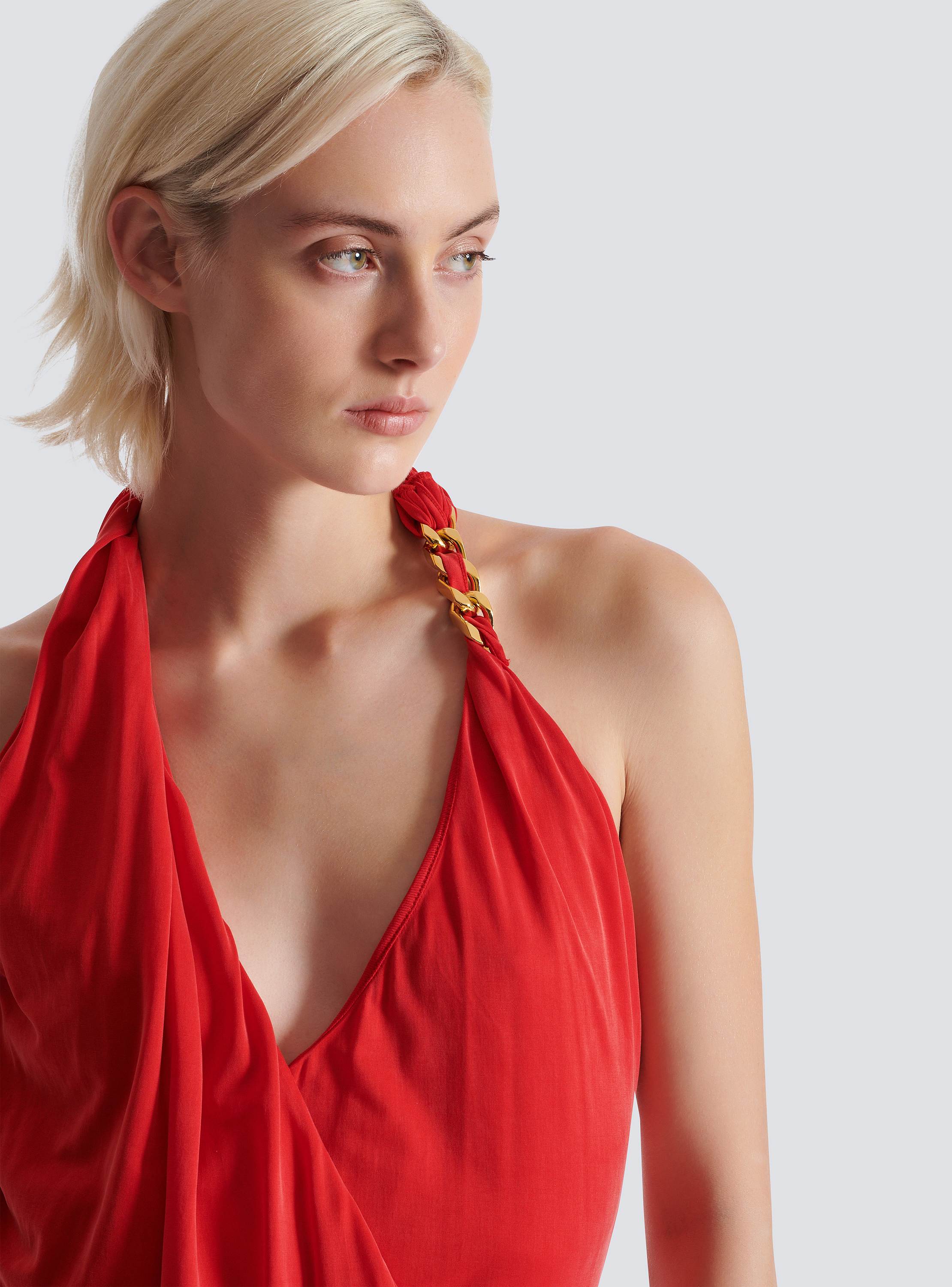 Draped jersey halterneck dress