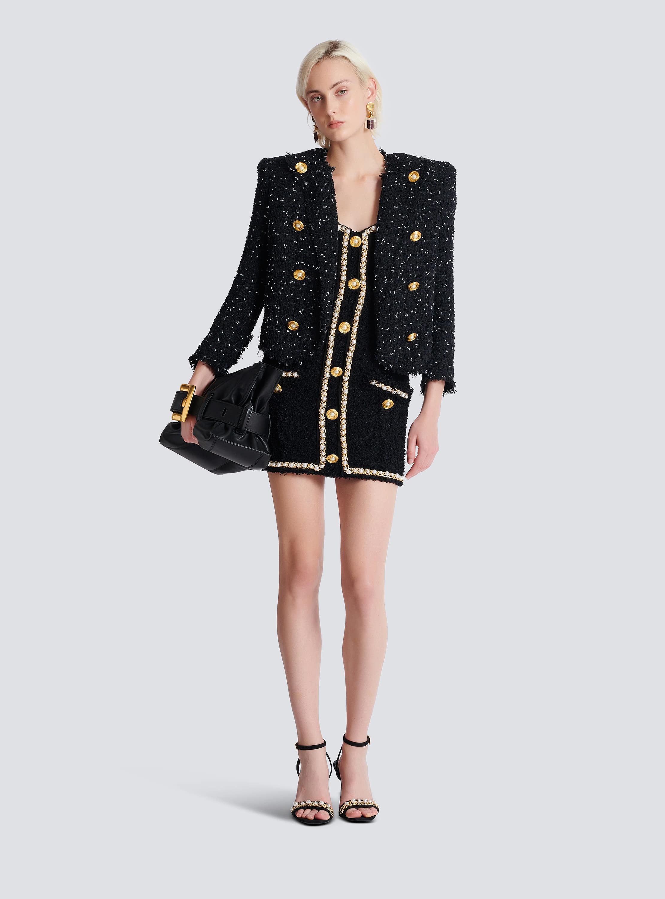 Tweed dress with pearl trim - Women | BALMAIN